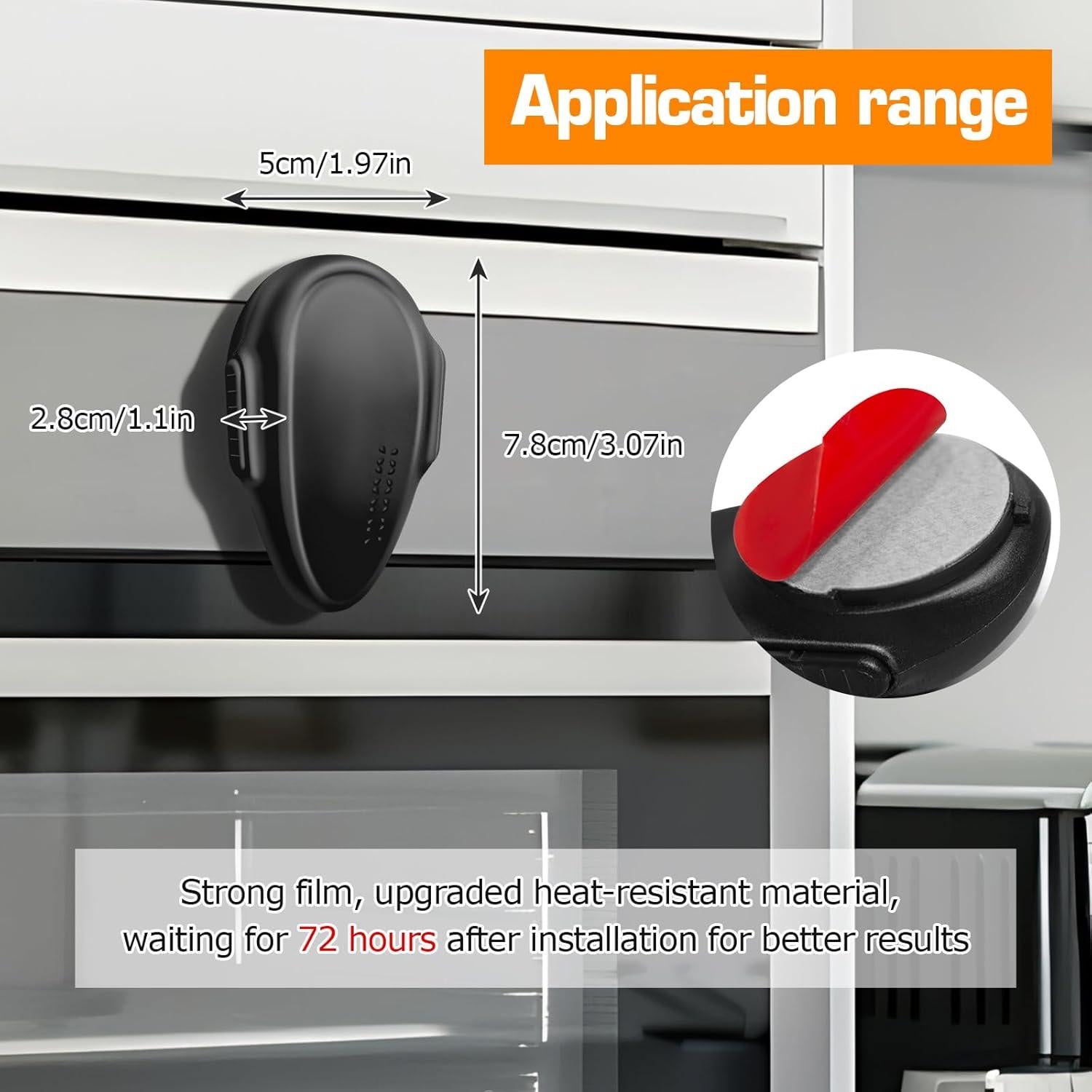 Oven Lock Child Safety (1 Pack), Cabinet Lock Baby Proofing, Baby and Child Proof Lock for Drawer Oven Stove Door, Upgrade Heat-Resistant Material, Easy to Install - Black