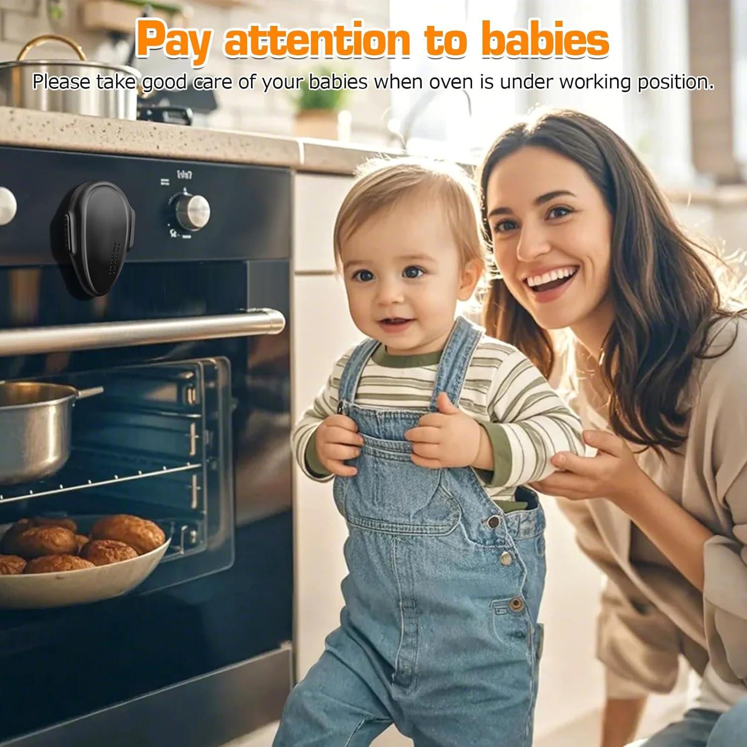 Oven Lock Child Safety (1 Pack), Cabinet Lock Baby Proofing, Baby and Child Proof Lock for Drawer Oven Stove Door, Upgrade Heat-Resistant Material, Easy to Install - Black