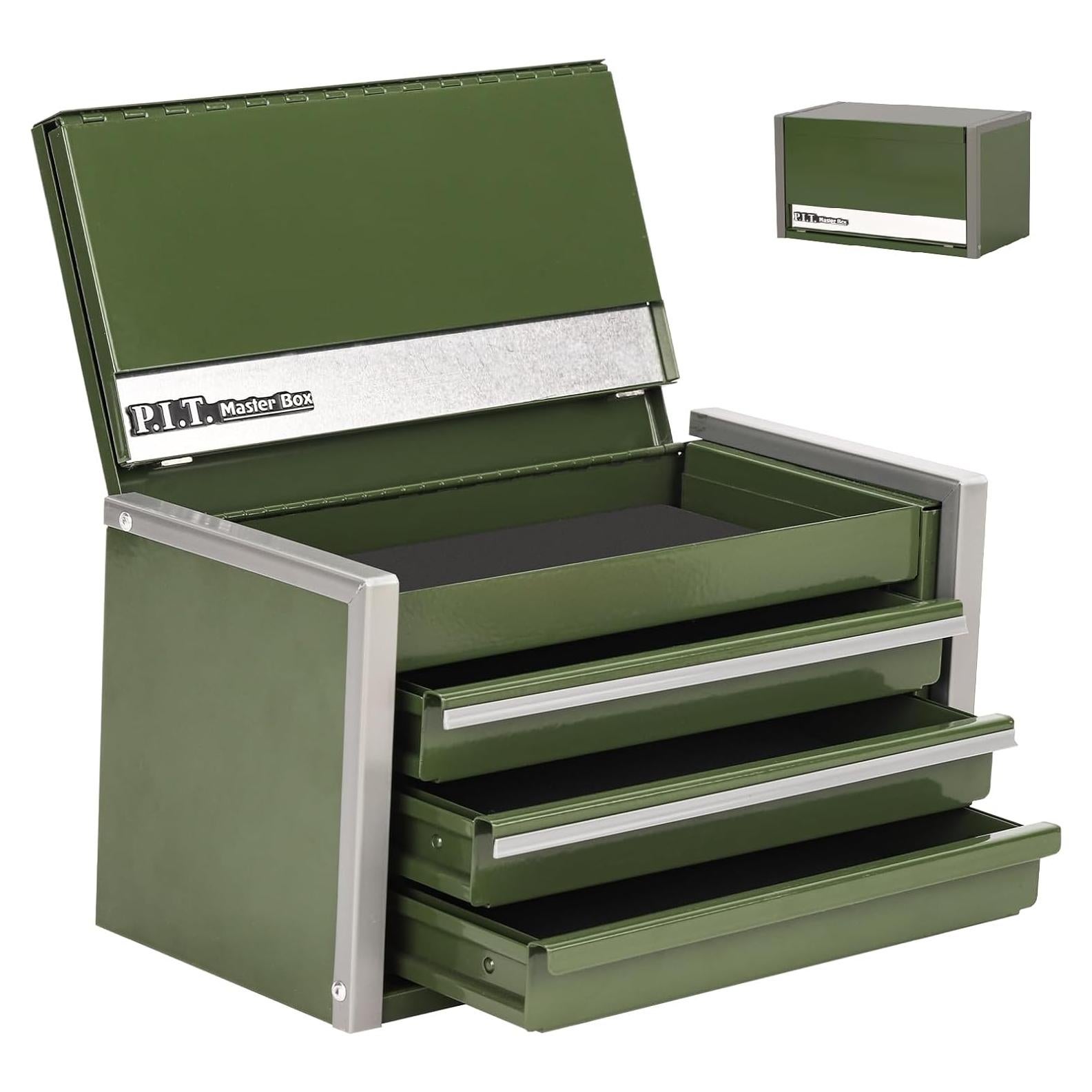 Caja de Herramientas Mini P.I.T. Verde Ejercito 3 Cajones