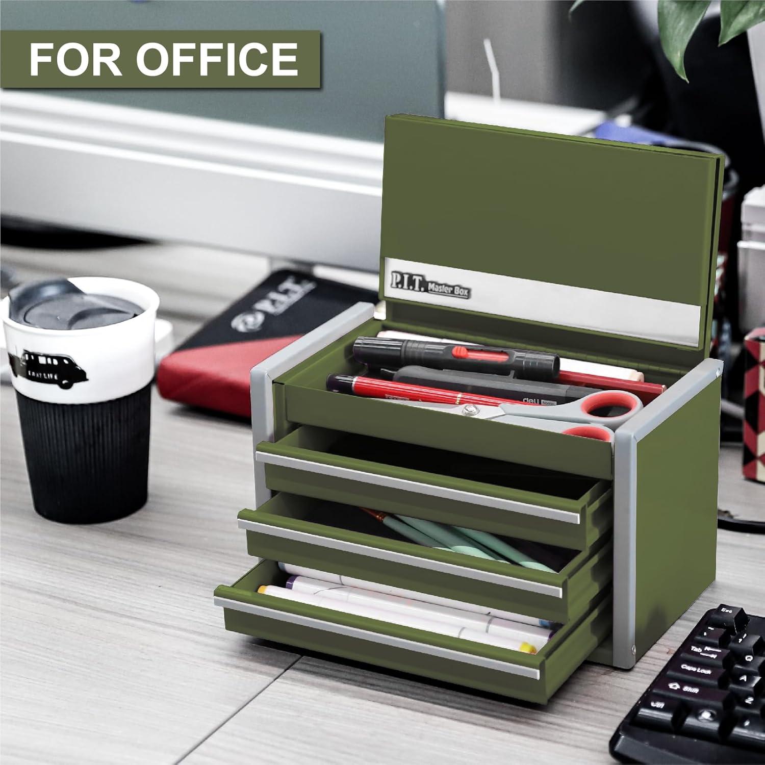 Caja de Herramientas Mini P.I.T. Verde Ejercito 3 Cajones