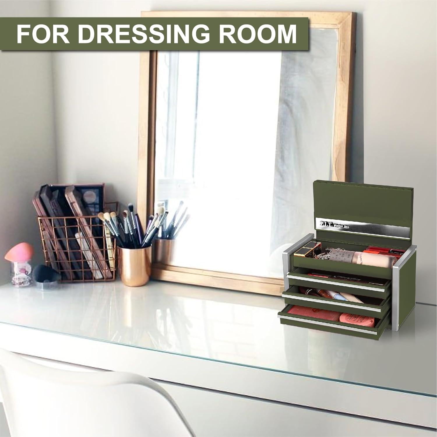 Caja de Herramientas Mini P.I.T. Verde Ejercito 3 Cajones