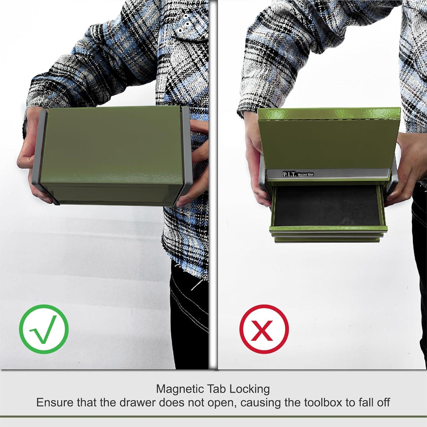 Caja de Herramientas Mini P.I.T. Verde Ejercito 3 Cajones