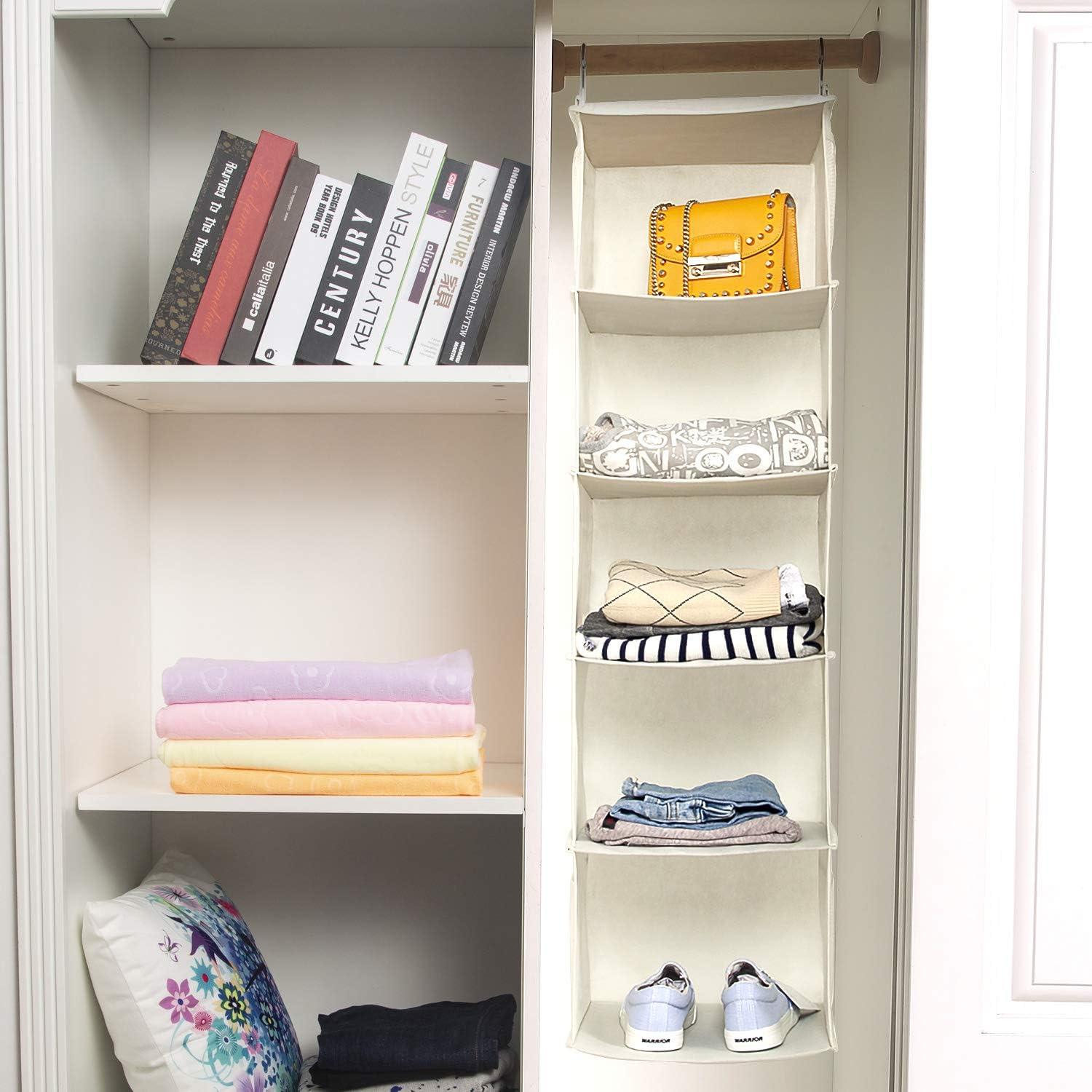 Organizador Colgante de Closet BrilliantJo 5 Estantes Beige