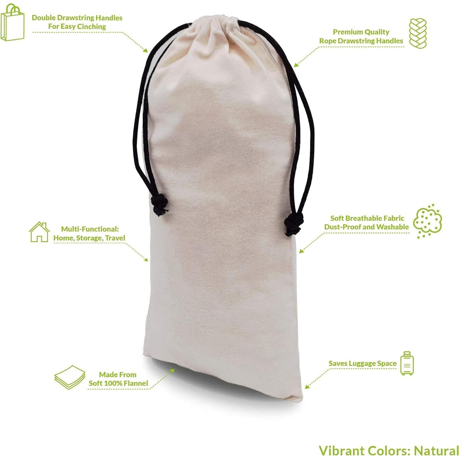 Bolsas de Tela ZENPAC para Zapatos Beige 20x43 cm (Paquete de 4)