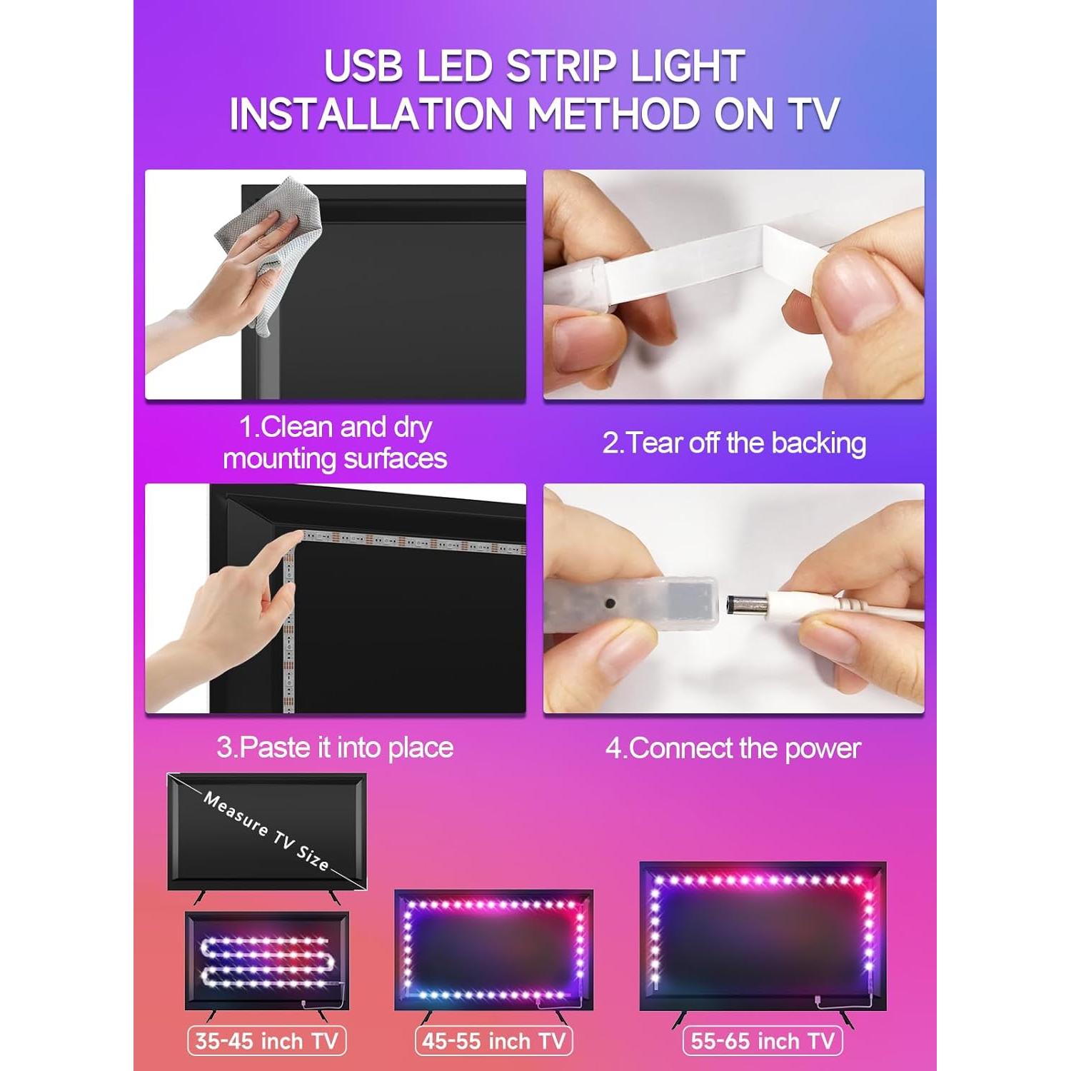 Luces LED RGB Tyute 4.0m para TV 40-65" Control Remoto