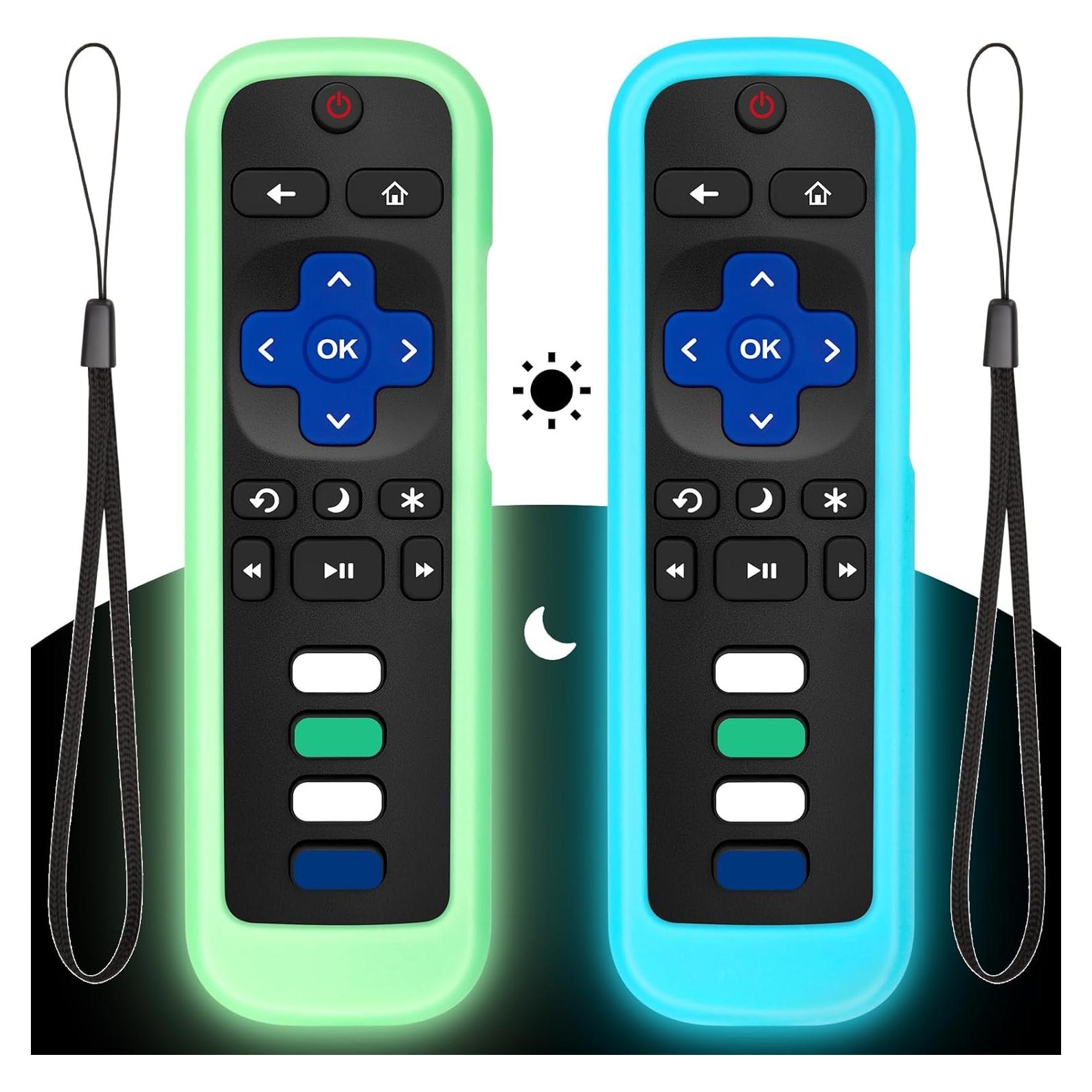 Funda Protectora de Silicona LOUTOC para Control Roku TV Verde/Azul