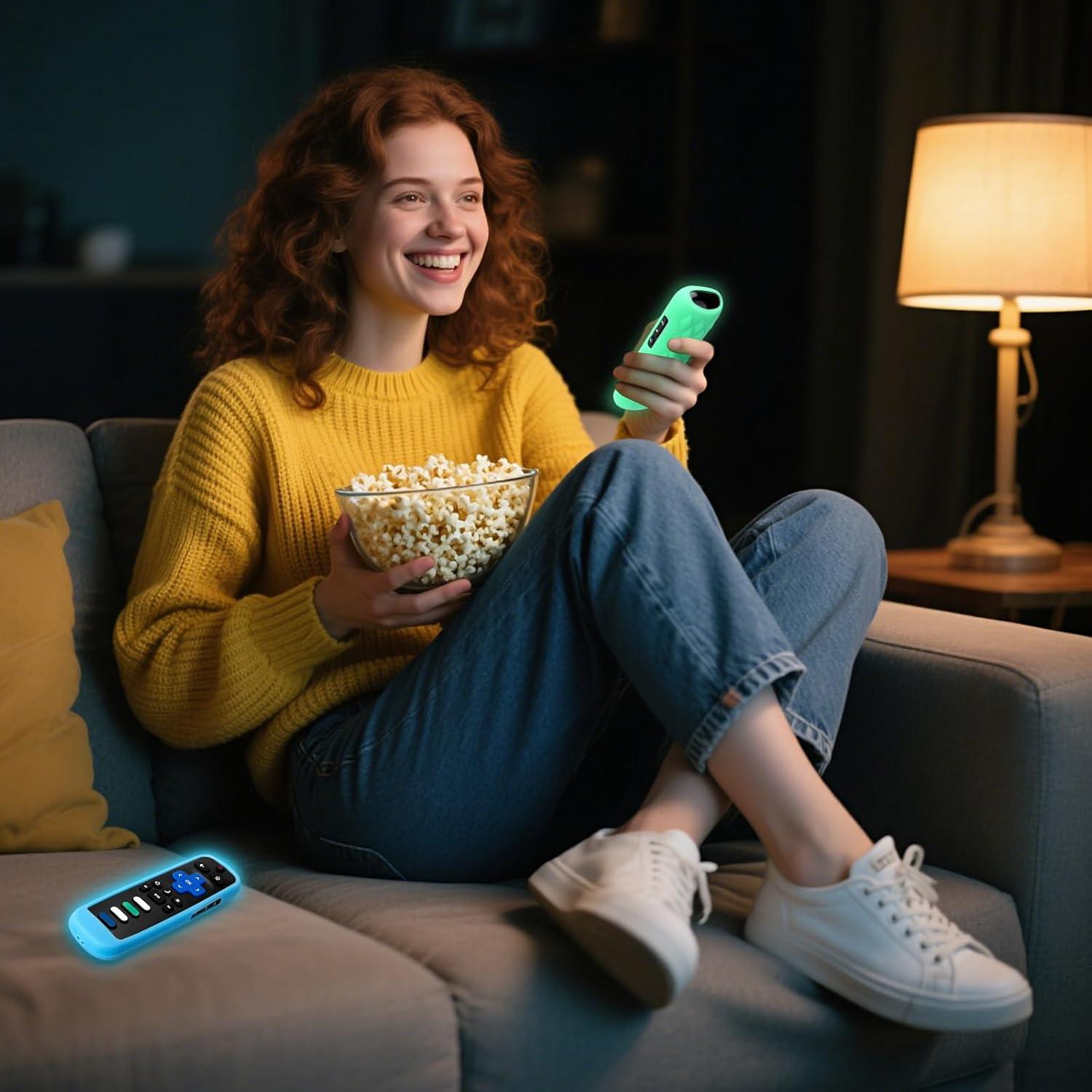 Funda Protectora de Silicona LOUTOC para Control Roku TV Verde/Azul