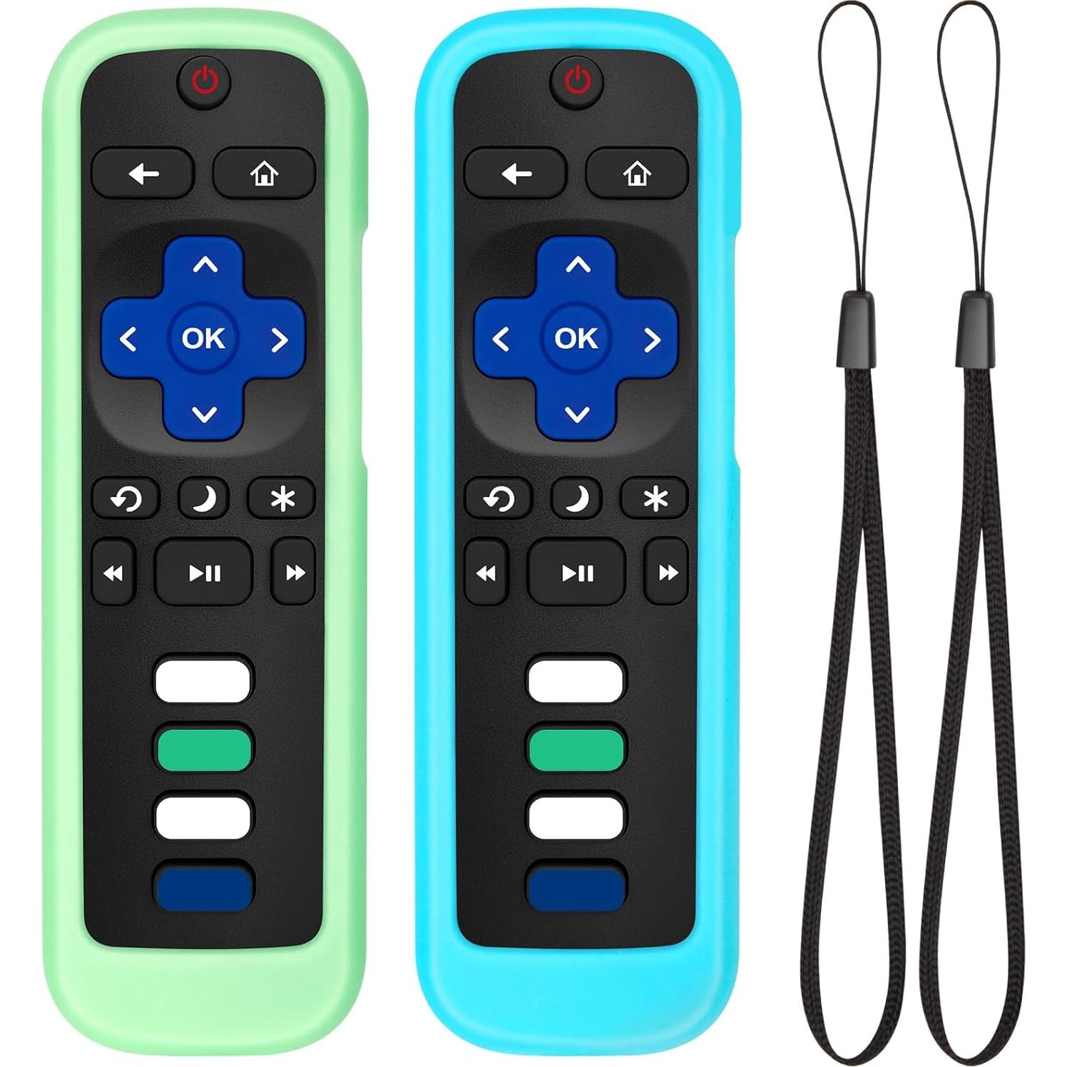 Funda Protectora de Silicona LOUTOC para Control Roku TV Verde/Azul