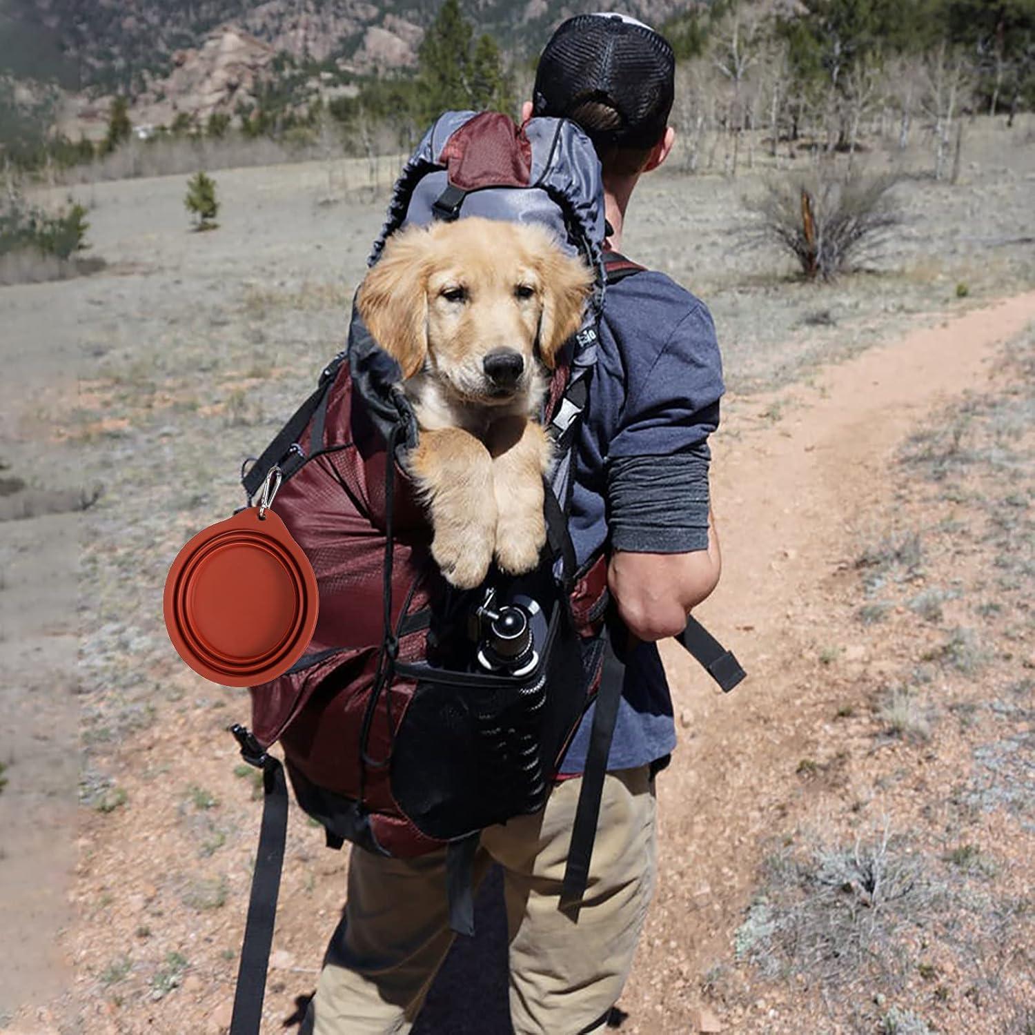 Cuencos Plegables para Perros SLSON 600ml Marrón y Gris