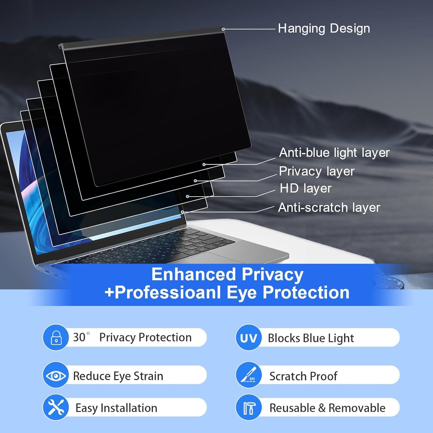 Filtro de Pantalla de Privacidad JEAPKA 14 Pulgadas Antirreflejo