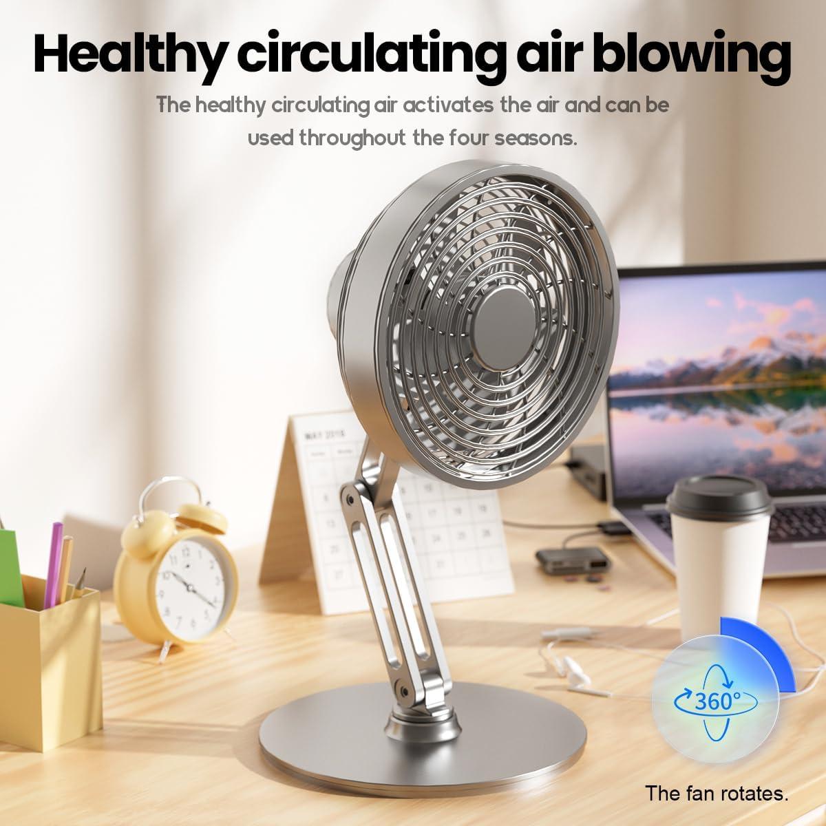 Ventilador de Mesa Portátil AMZAIZO H1-FS-5E Inoxidable 3 Niveles