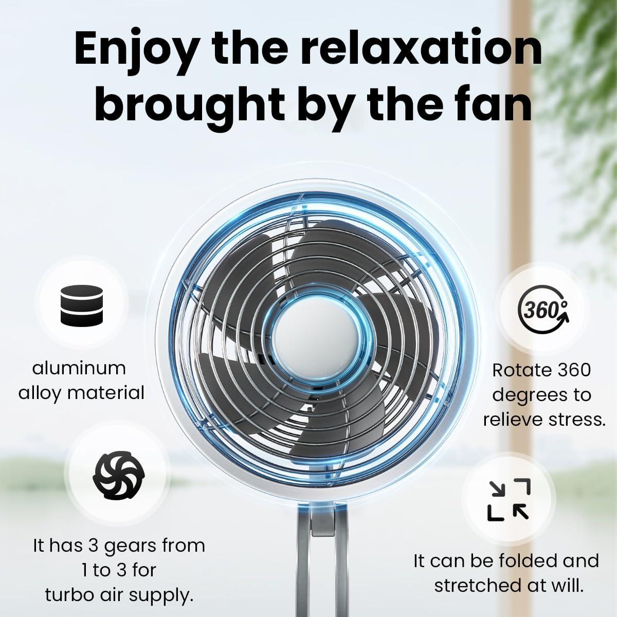 Ventilador de Mesa Portátil AMZAIZO H1-FS-5E Inoxidable 3 Niveles