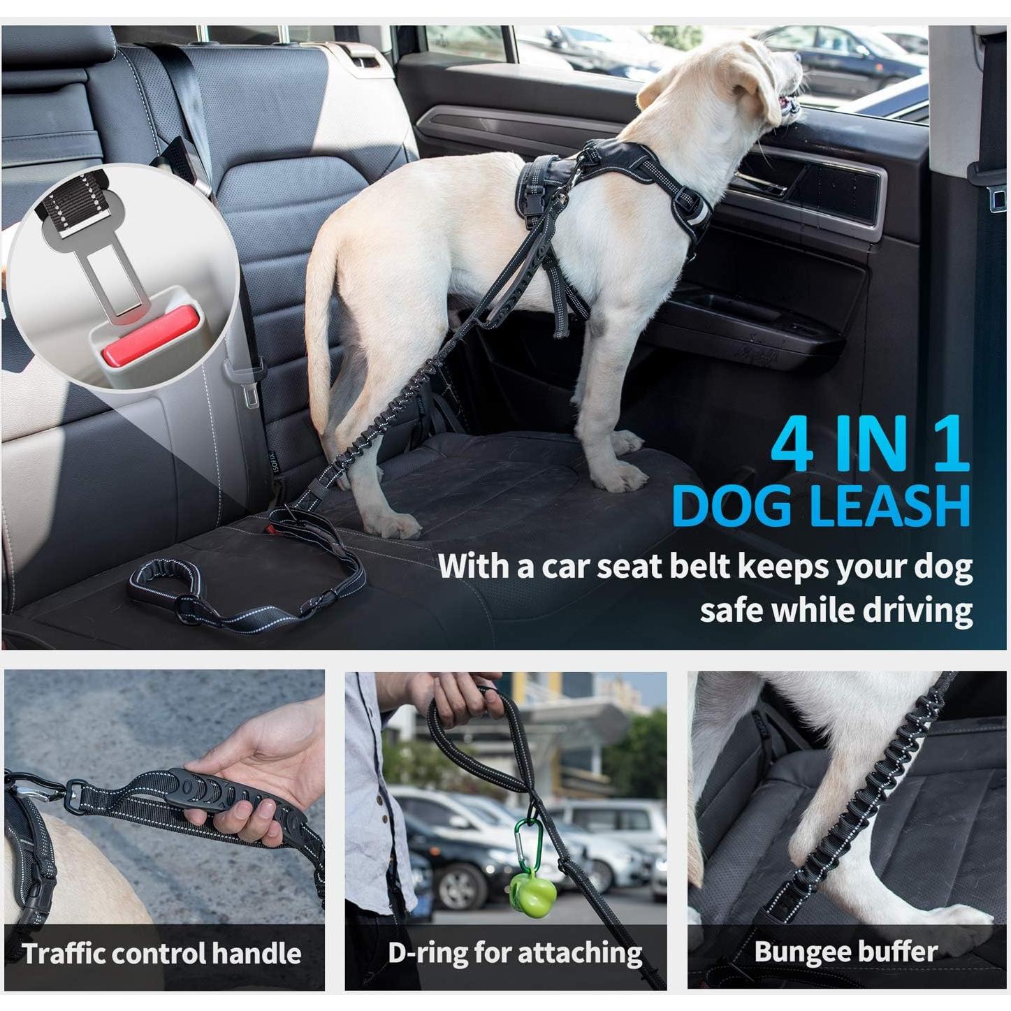 Correa Multifuncional IOKHEIRA para Perros Grandes y Medianos Ajustable 1.22-1.83m