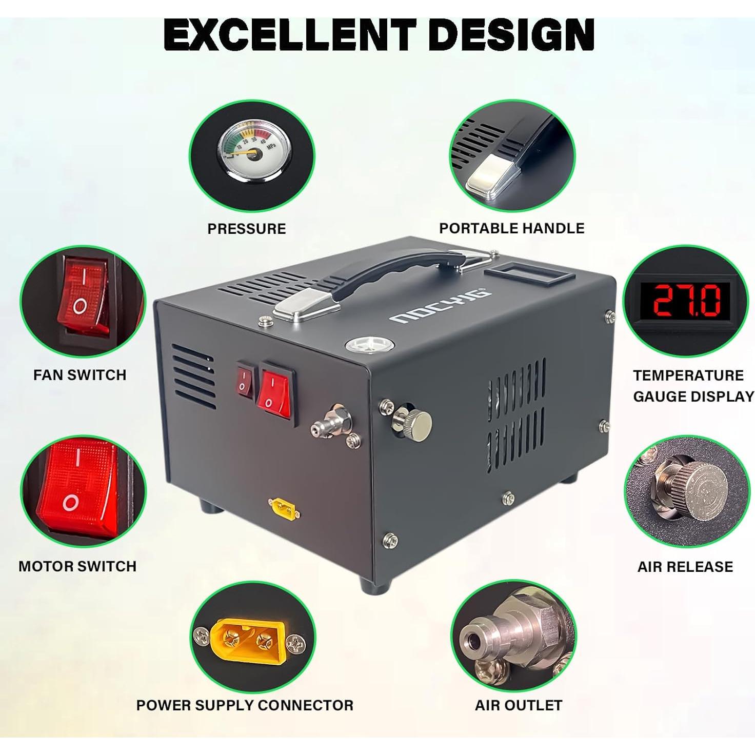 Compresor de aire portátil NDCYJG 4500PSI 12V/110V para PCP