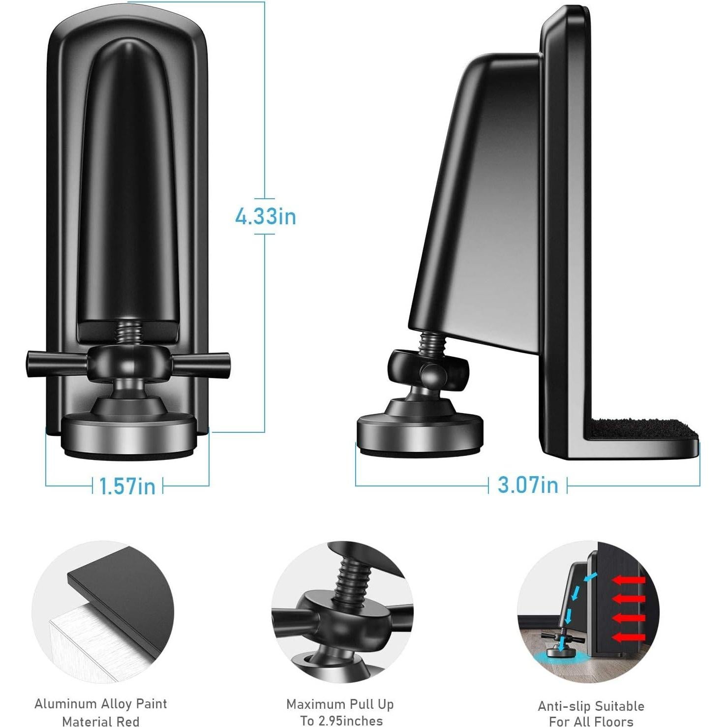 Tope de puerta portátil Yoabo, seguridad antideslizante negro