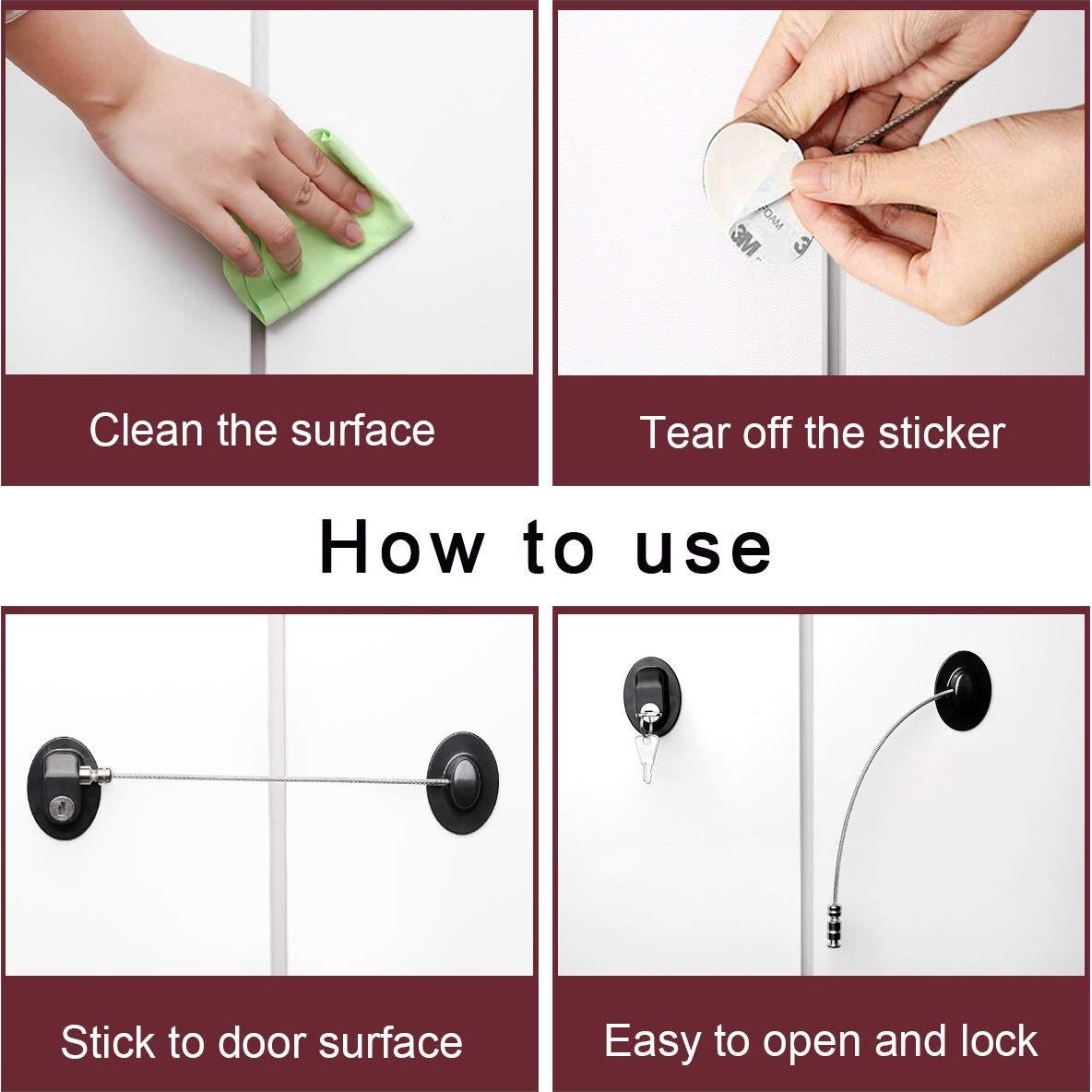 Cerraduras de Refrigerador XccMe 2 Paquete Negro para Niños