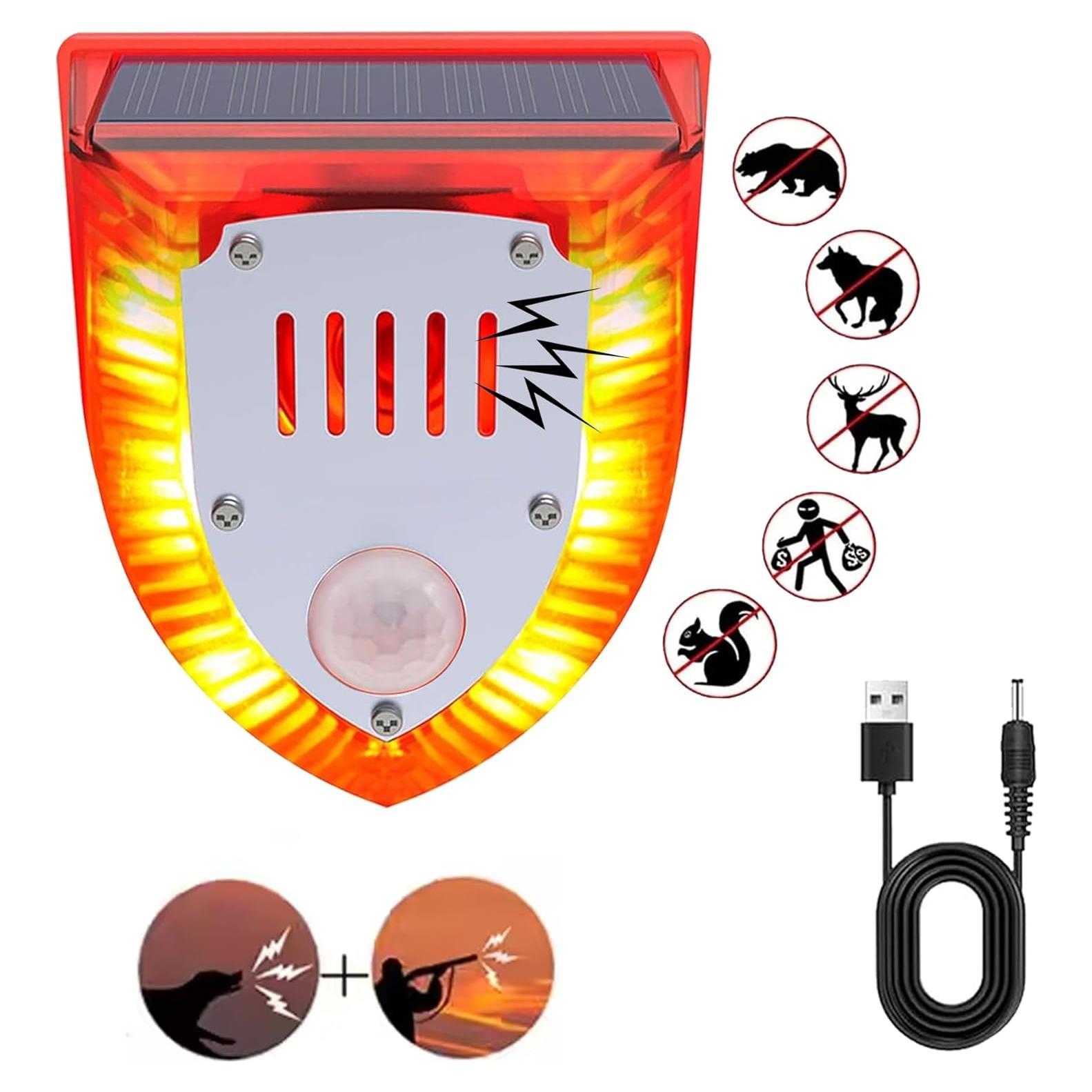 Alarma Solar de Movimiento QXMH 129dB con Luz Estroboscópica