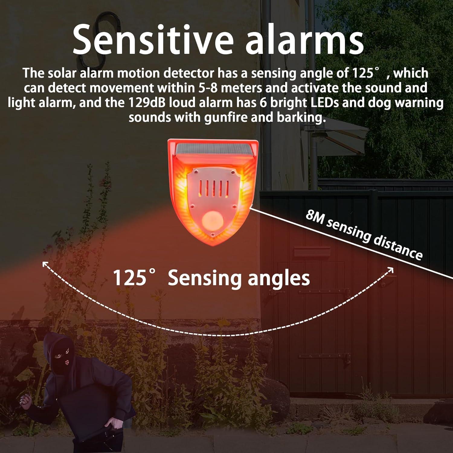 Alarma Solar de Movimiento QXMH 129dB con Luz Estroboscópica