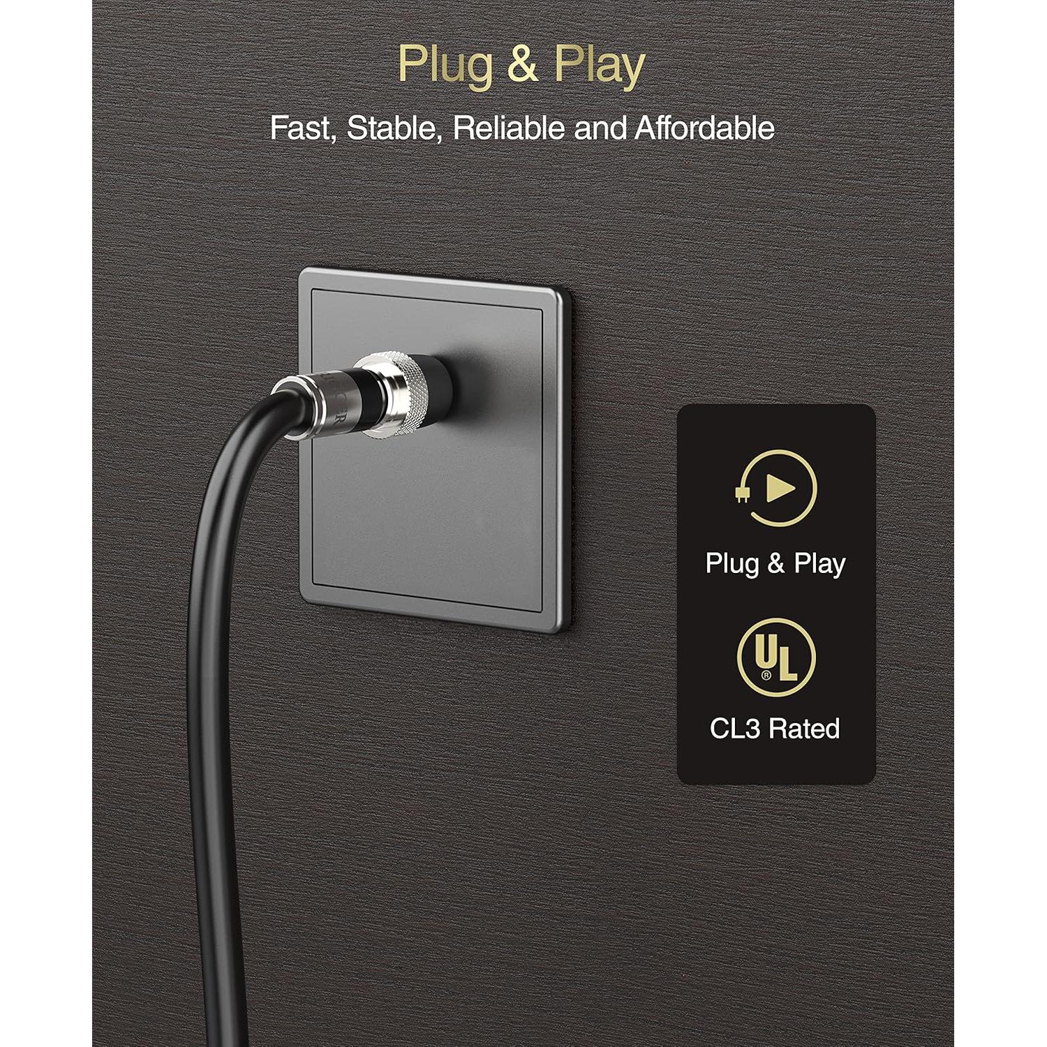 Cable Coaxial BlueRigger RG6 6.1m Impermeable CL3 75 Ohm