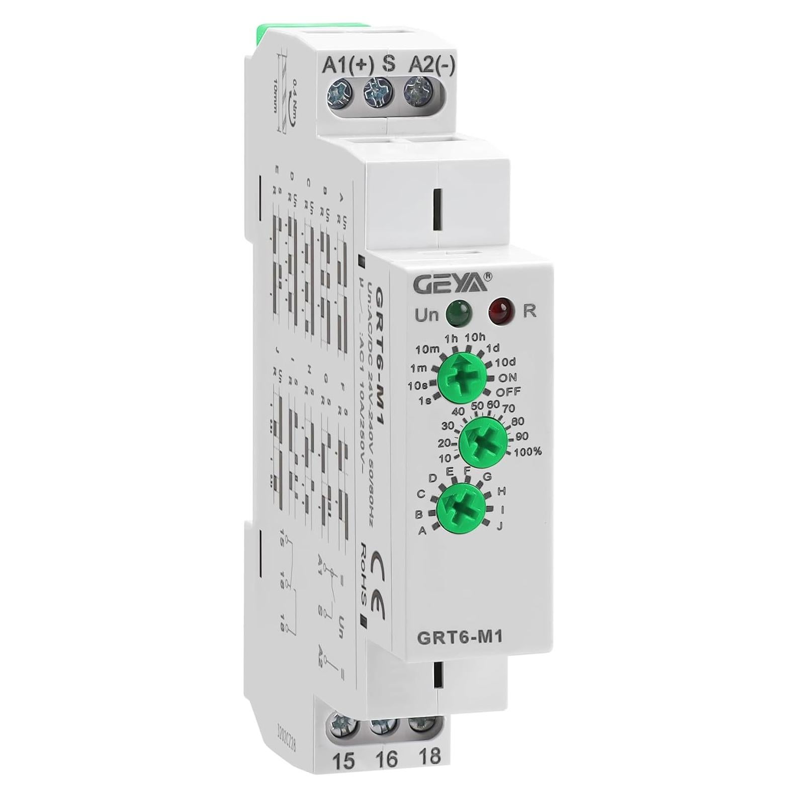 Relé de Tiempo Multifuncional GEYA GRT6-M1 10A AC/DC 24V-240V