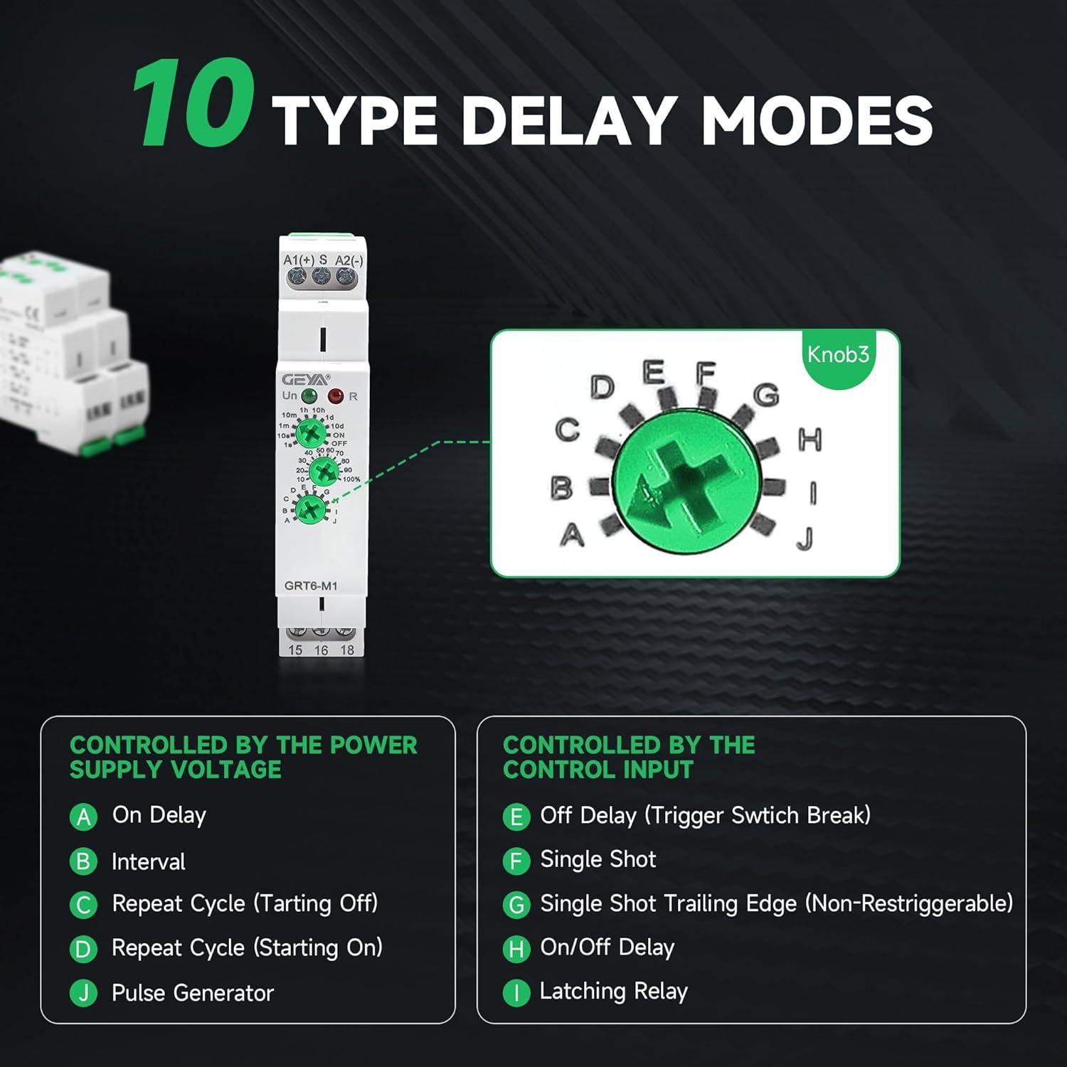 Relé de Tiempo Multifuncional GEYA GRT6-M1 10A AC/DC 24V-240V