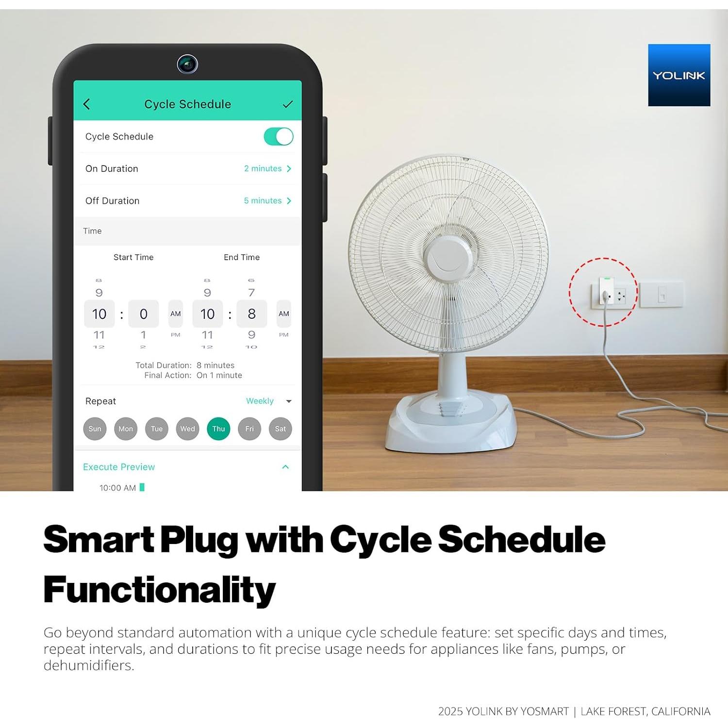 Enchufe Inteligente YoLink 15A con Monitoreo de Energía