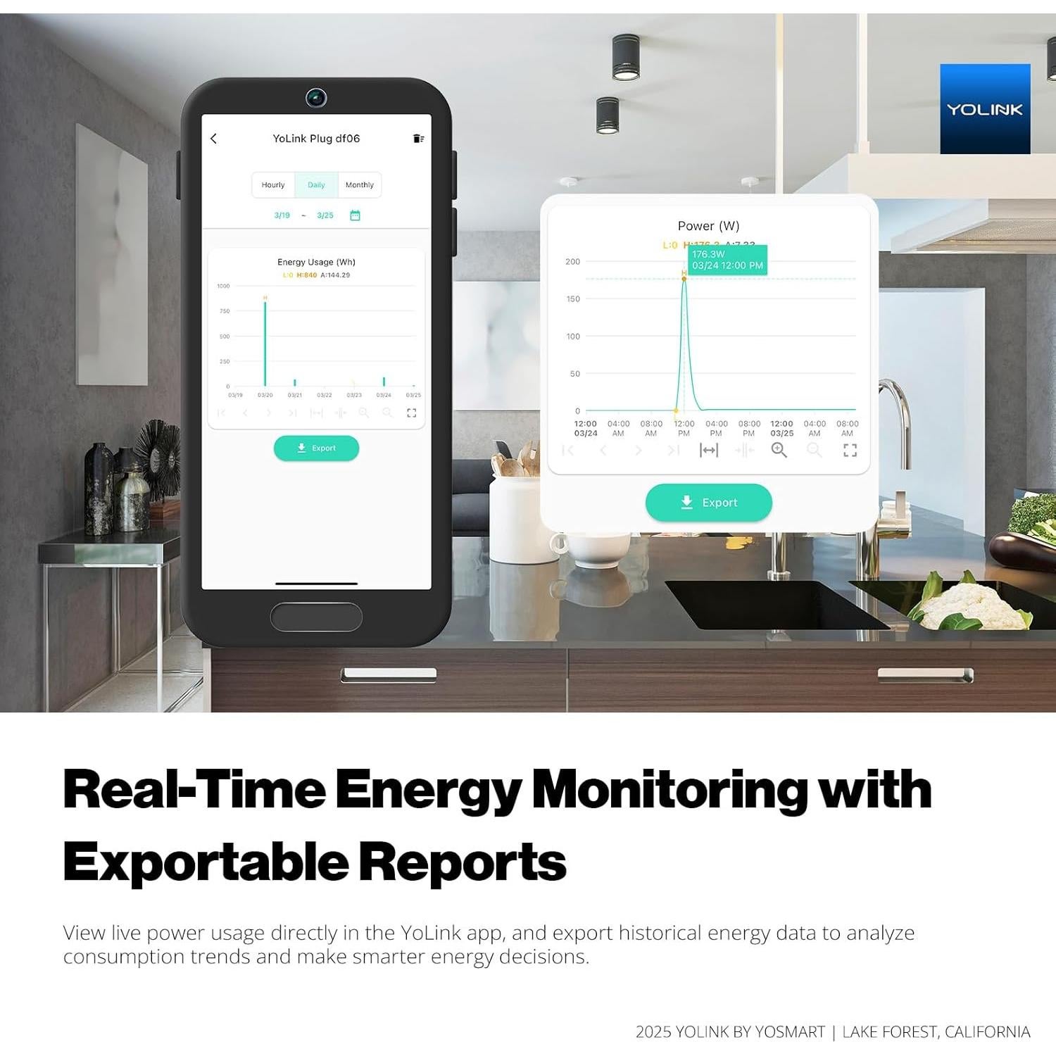 Enchufe Inteligente YoLink 15A con Monitoreo de Energía