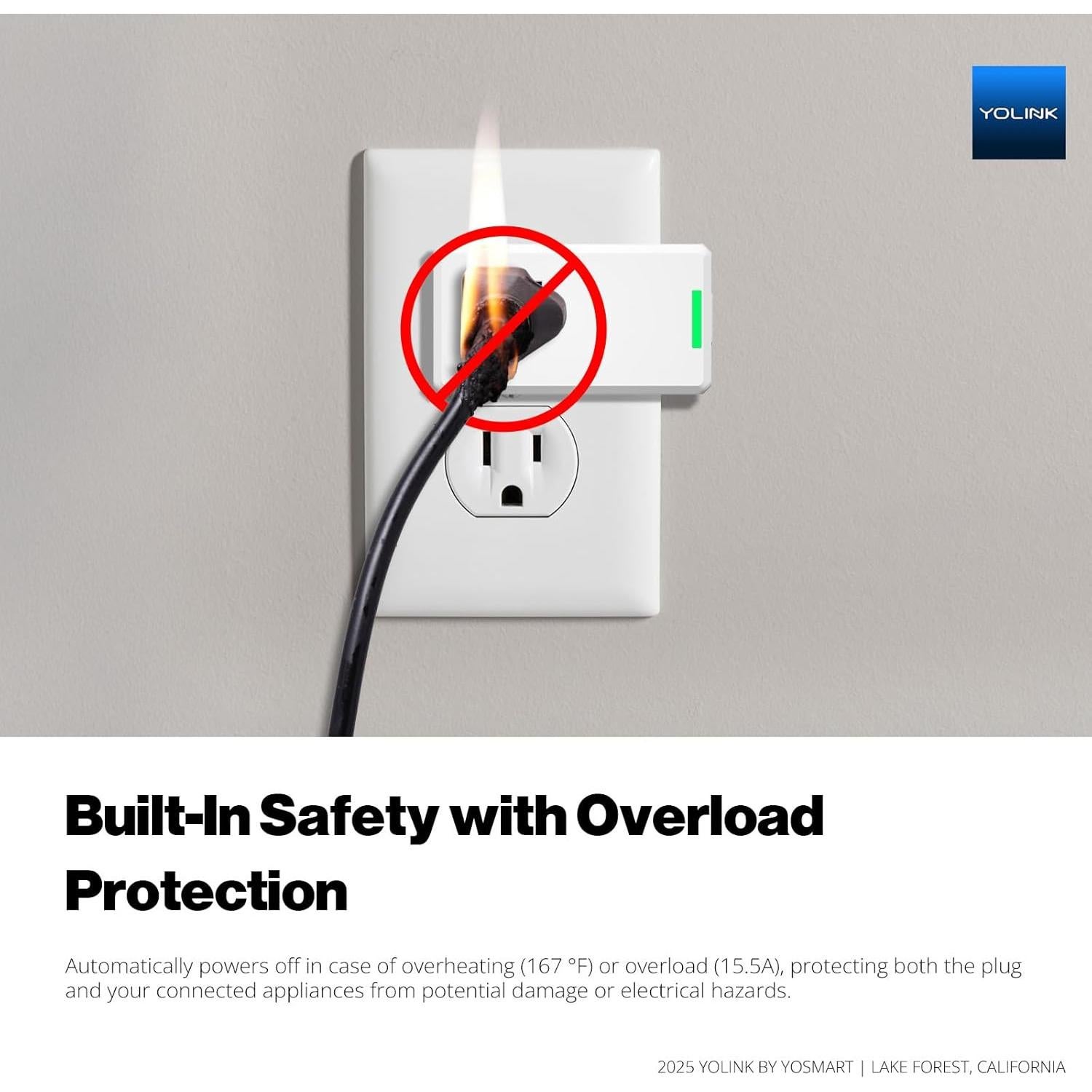 Enchufe Inteligente YoLink 15A con Monitoreo de Energía