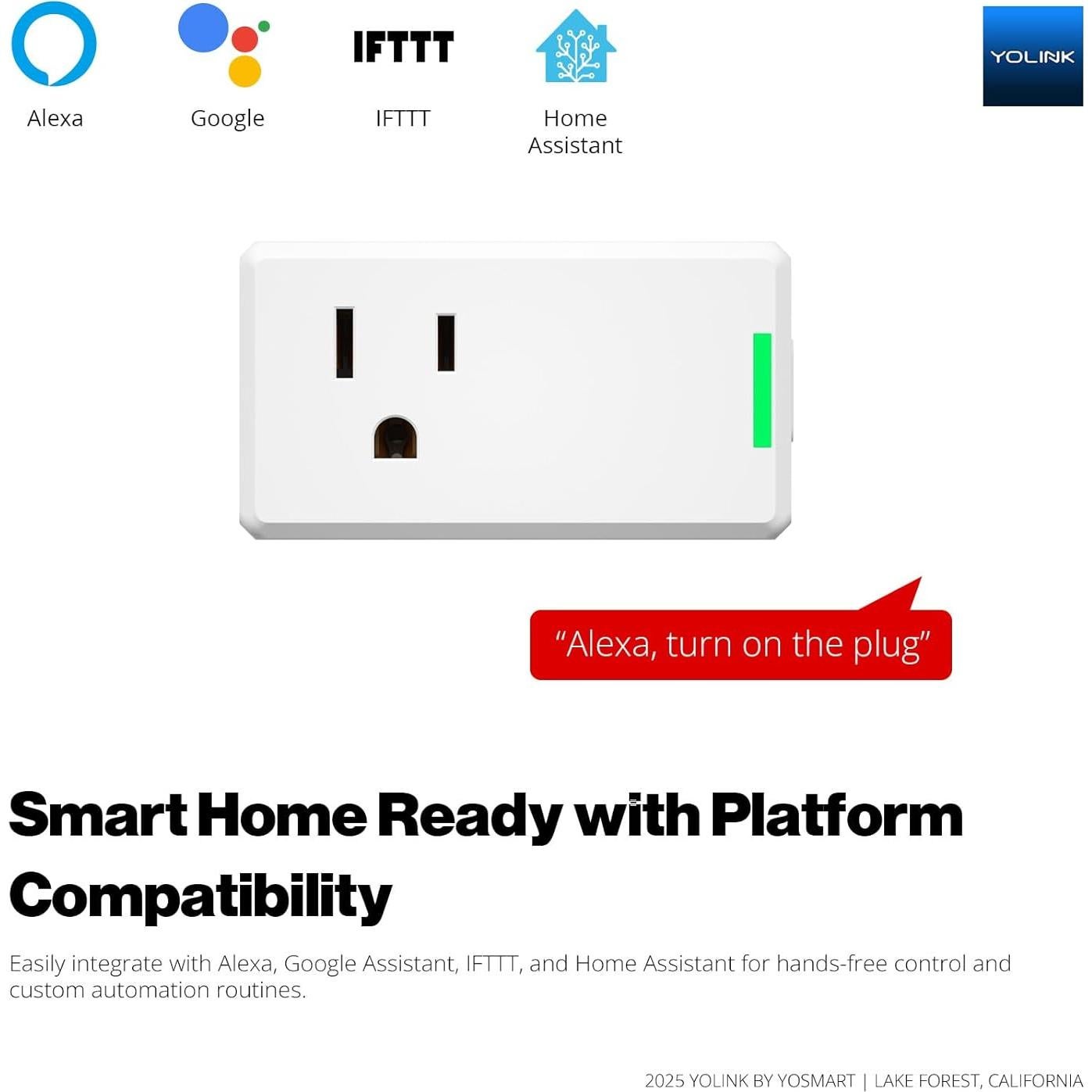 Enchufe Inteligente YoLink 15A con Monitoreo de Energía