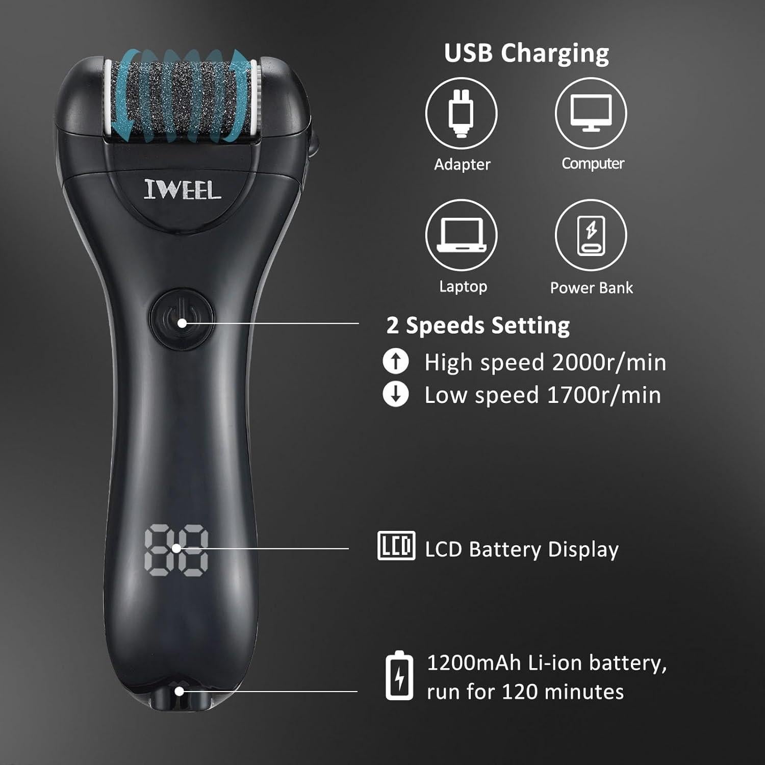 Removedor de Callos Eléctrico IWEEL Kit Pedicura 12 en 1