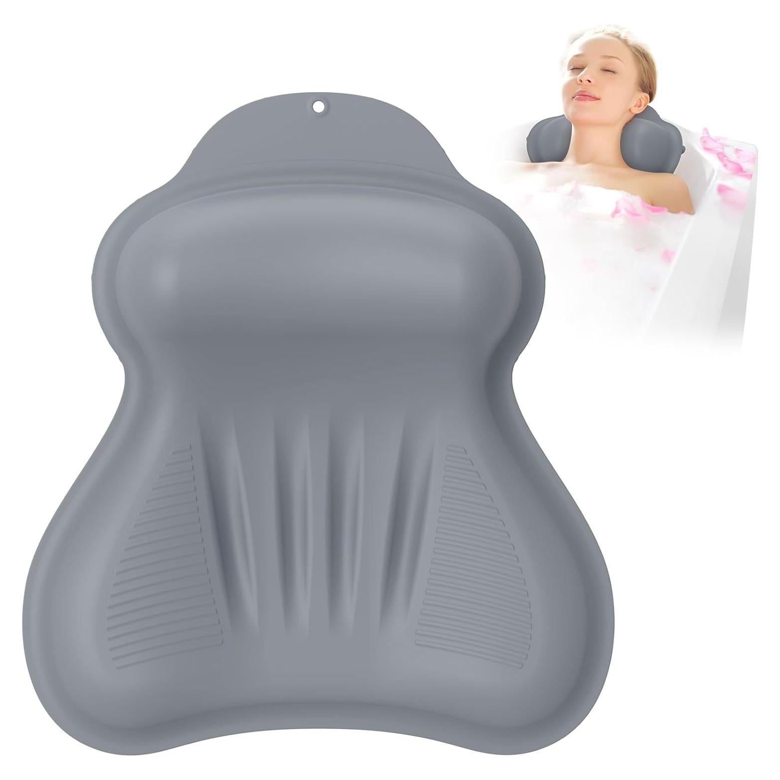 Almohada de Baño Kixcvdm con Airbag Inflable y Ventosas Gris