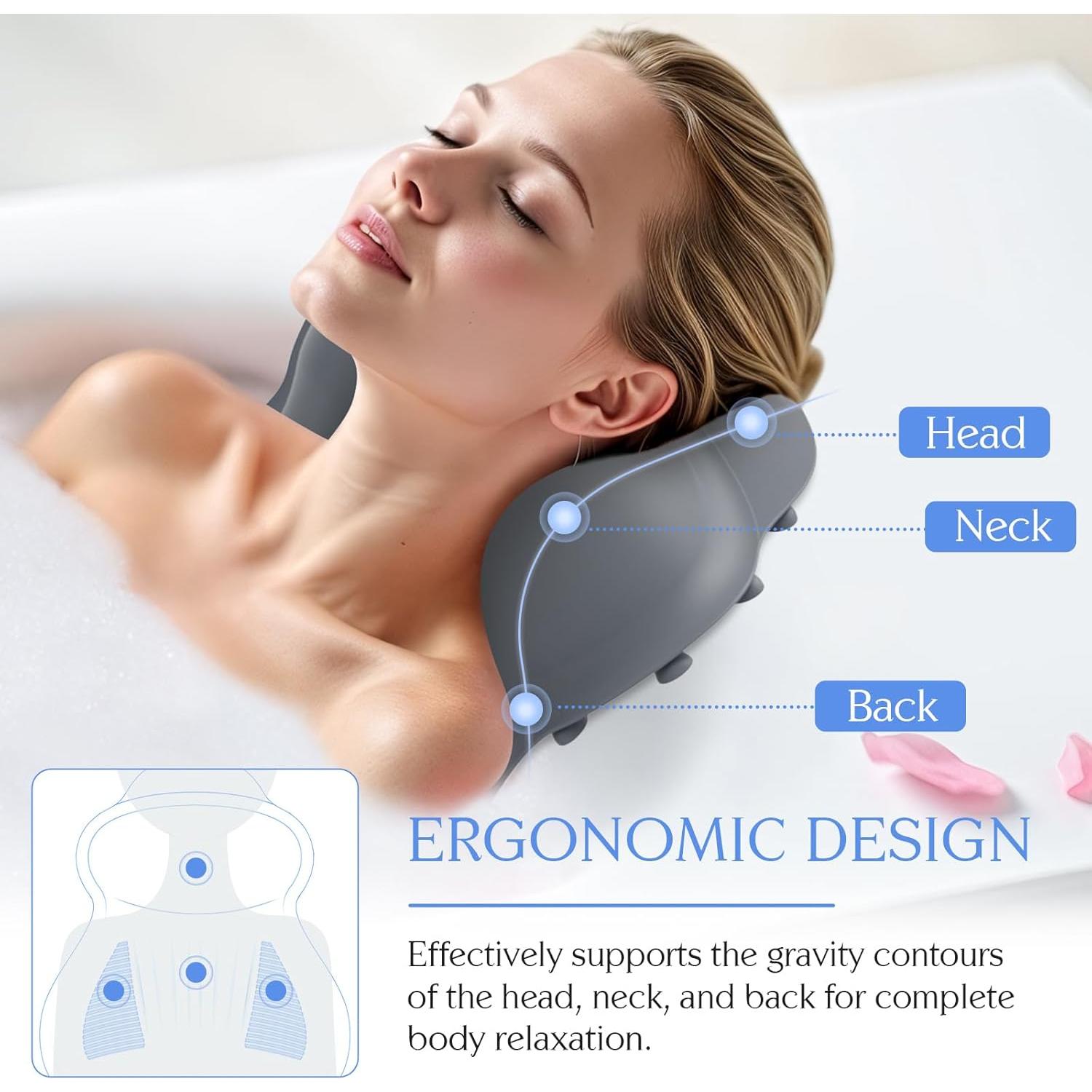 Almohada de Baño Kixcvdm con Airbag Inflable y Ventosas Gris
