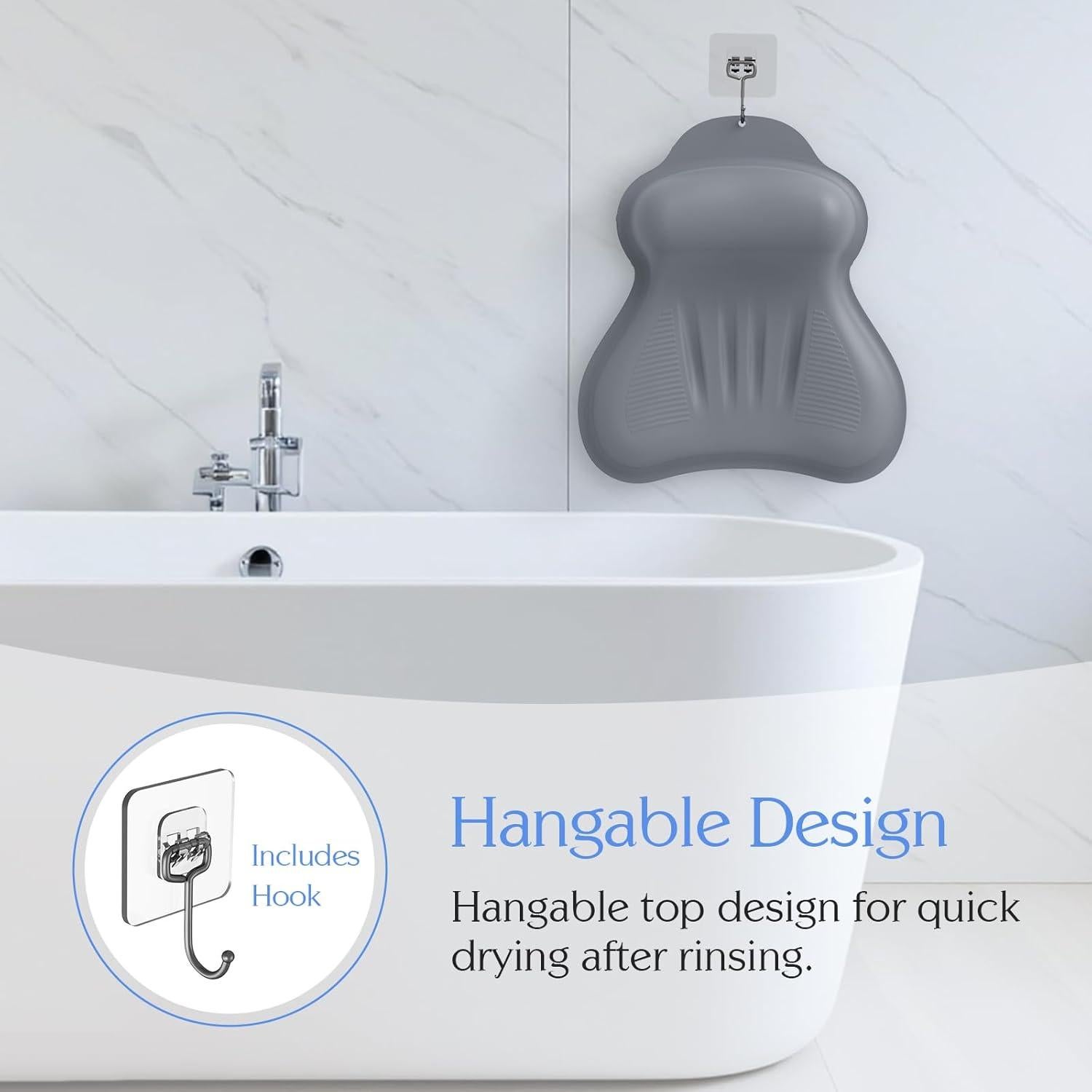 Almohada de Baño Kixcvdm con Airbag Inflable y Ventosas Gris