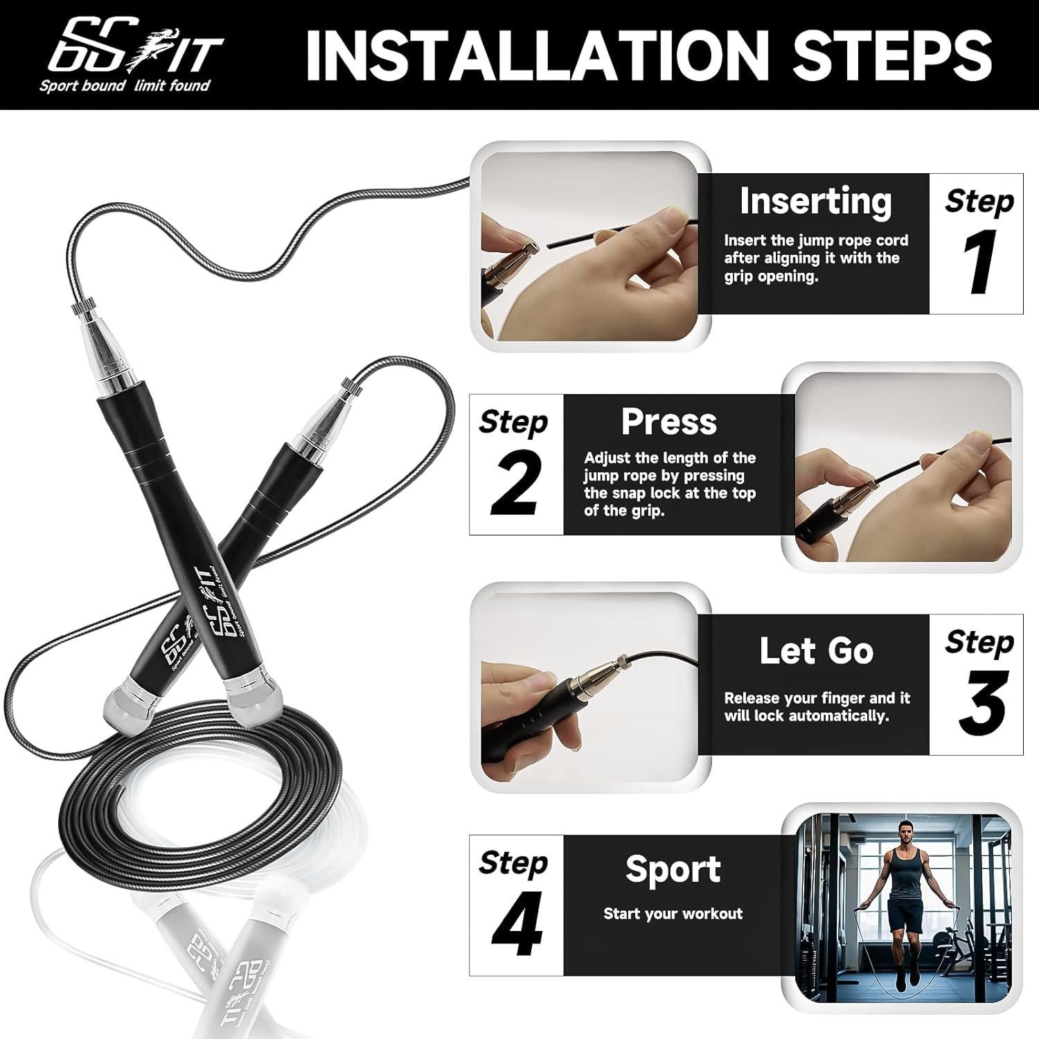 Cuerda de Salto 66FIT con Peso y Auto-bloqueo, 323.85 cm