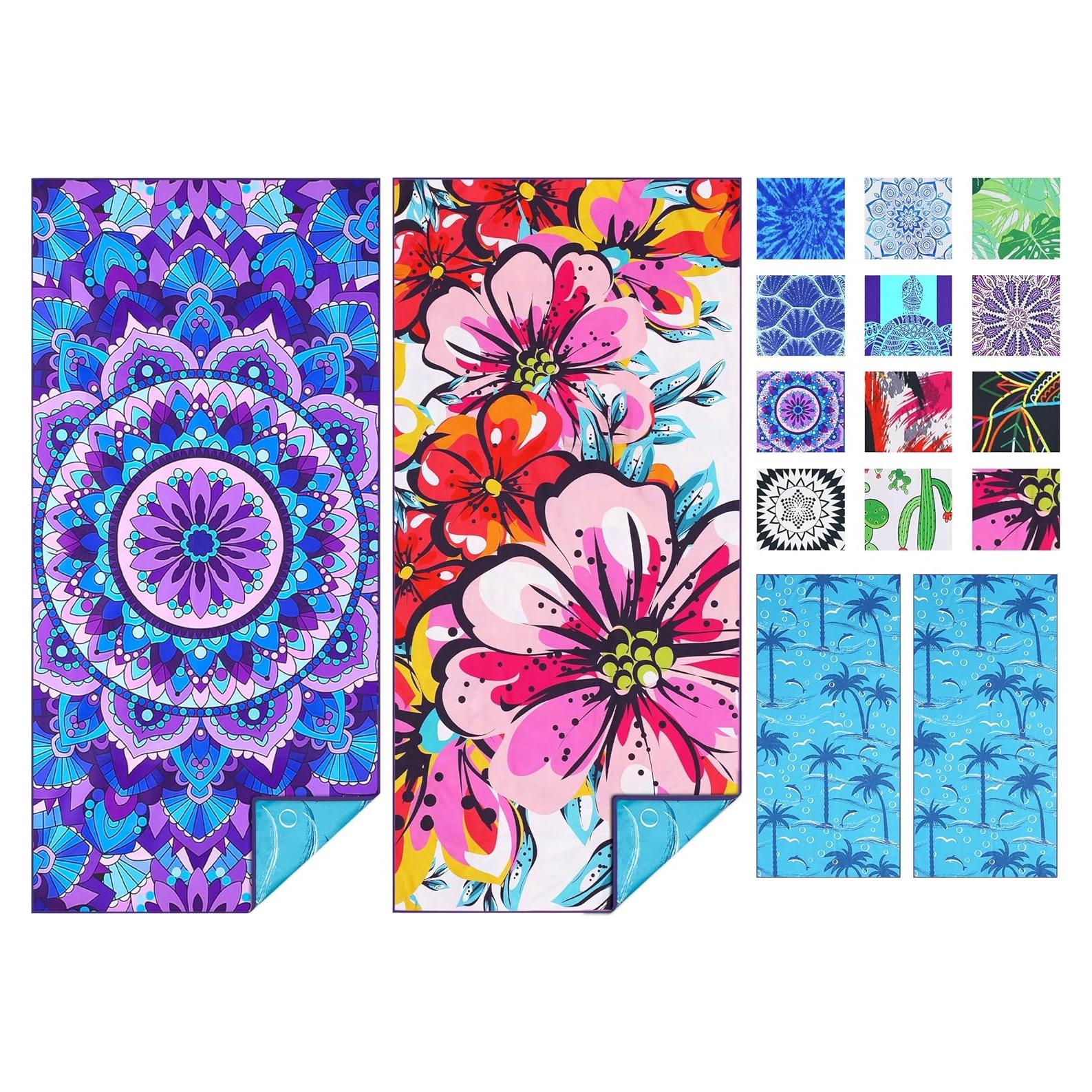 Paquete de 2 Toallas de Playa Microfibra TwoYek 180x81cm Secado Rápido