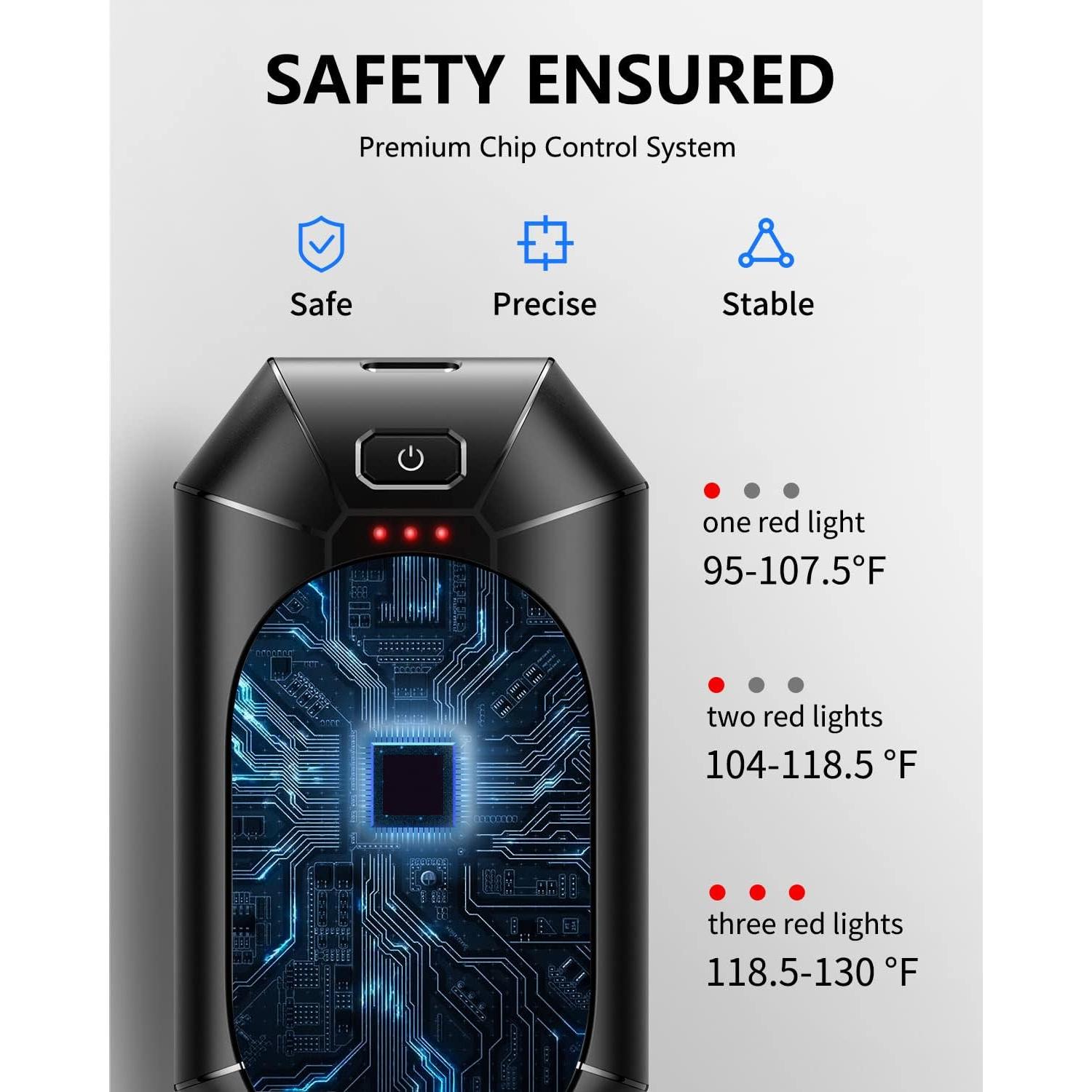 Calentadores de Manos Recargables Dnaleao 4000mAh Negro