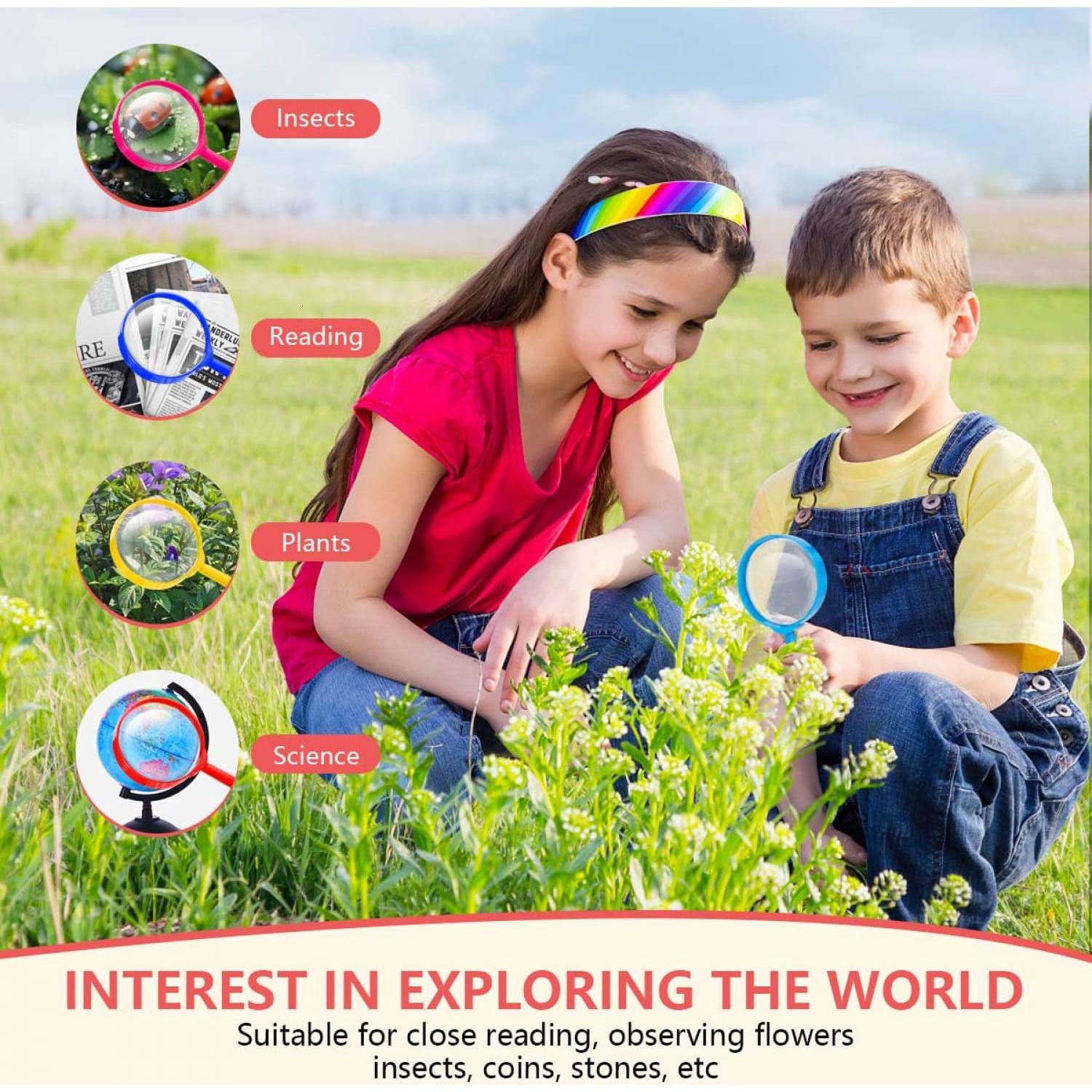 Lupas para Niños 10 PCS SenseYo 5X Coloridas para Ciencia