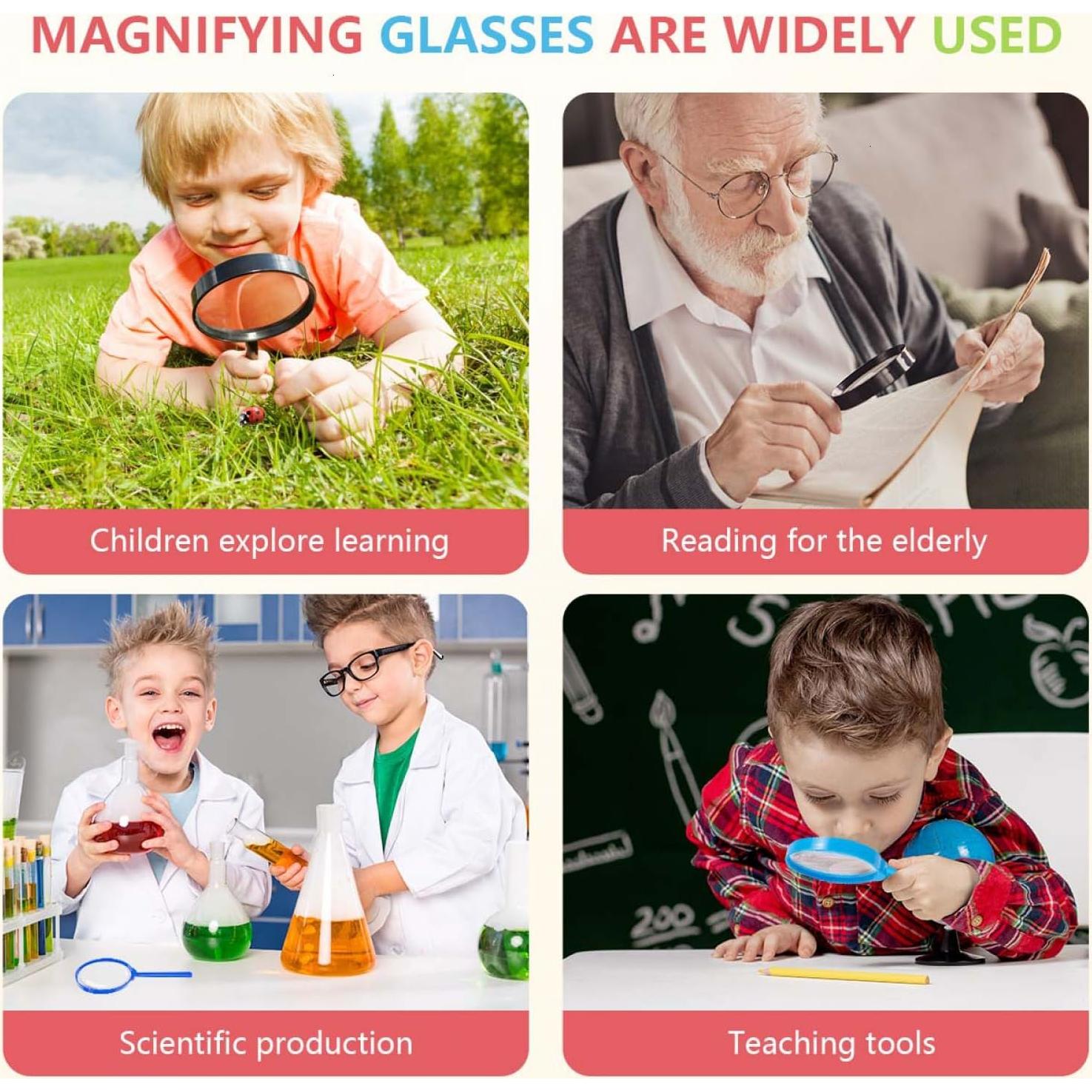 Lupas para Niños 10 PCS SenseYo 5X Coloridas para Ciencia