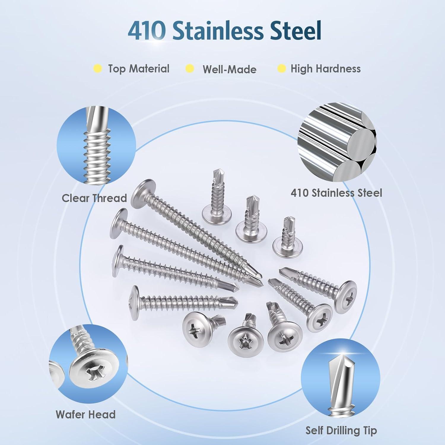 Kit 400 Tornillos Autoperforantes Kssvzz Acero Inoxidable 410