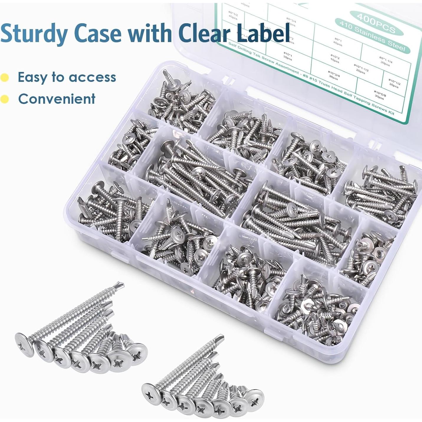 Kit 400 Tornillos Autoperforantes Kssvzz Acero Inoxidable 410