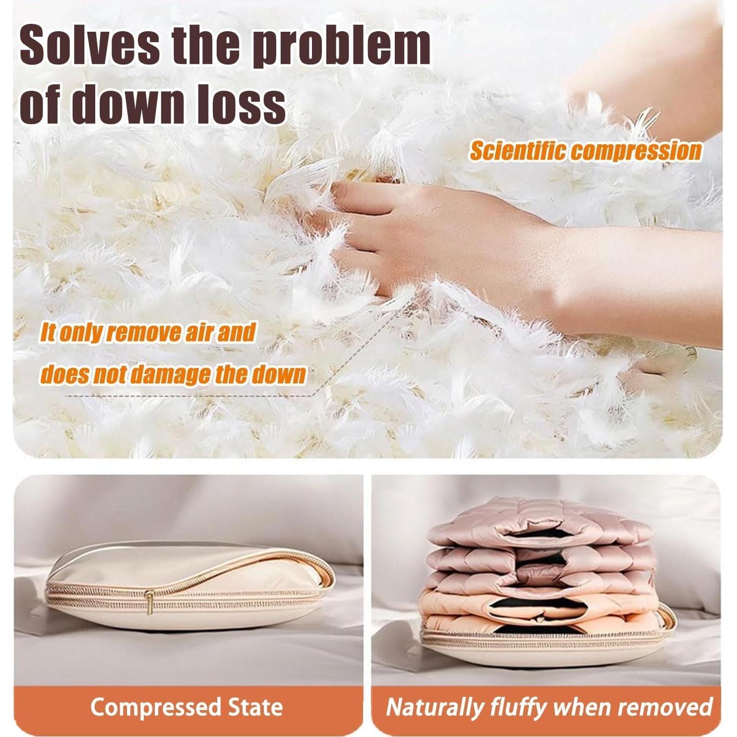 Bolsa Colgante de Ropa Beige M con Cierre de Compresión Automática