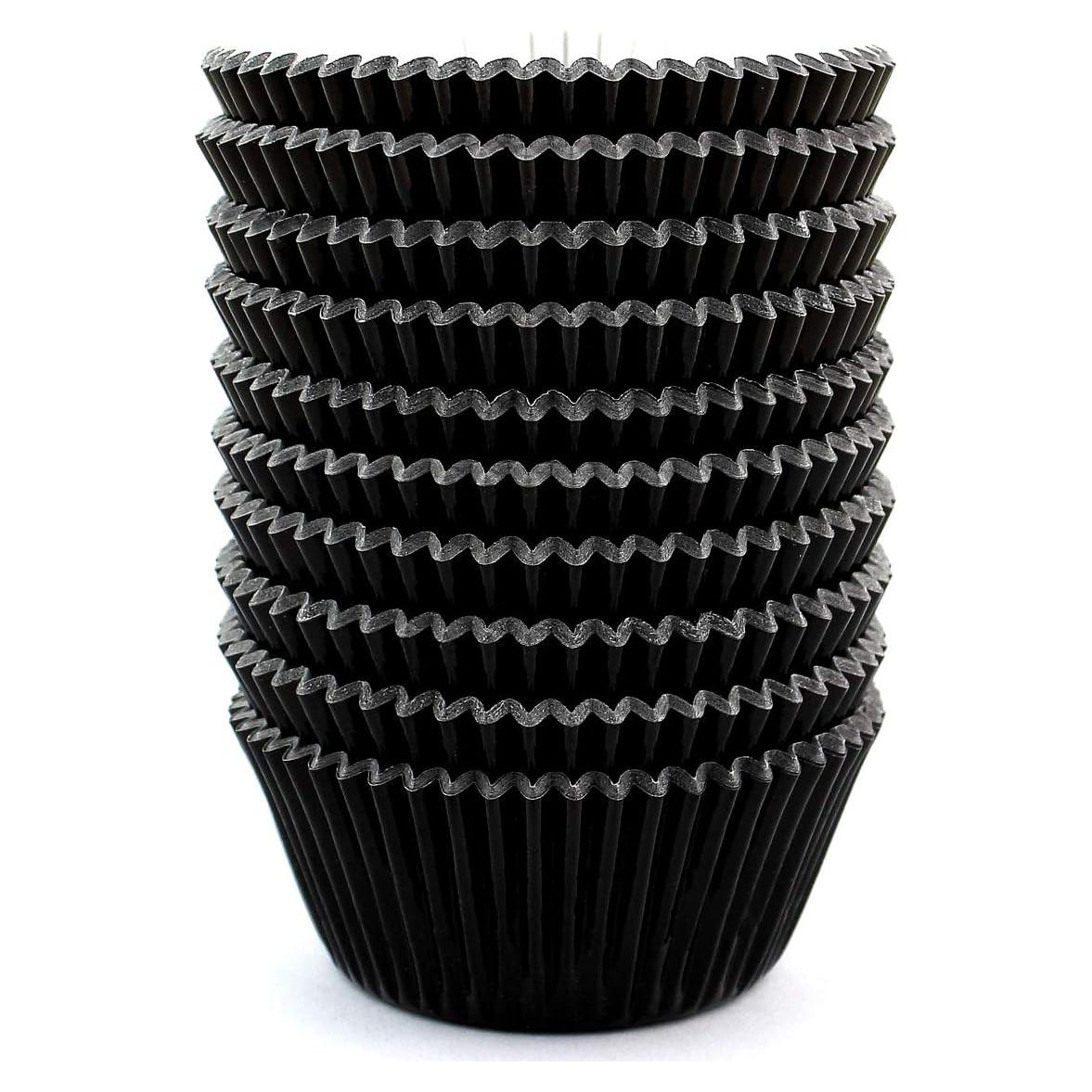 Funda de Papel para Cupcakes Eoonfirst 198 Pcs Foil Negro