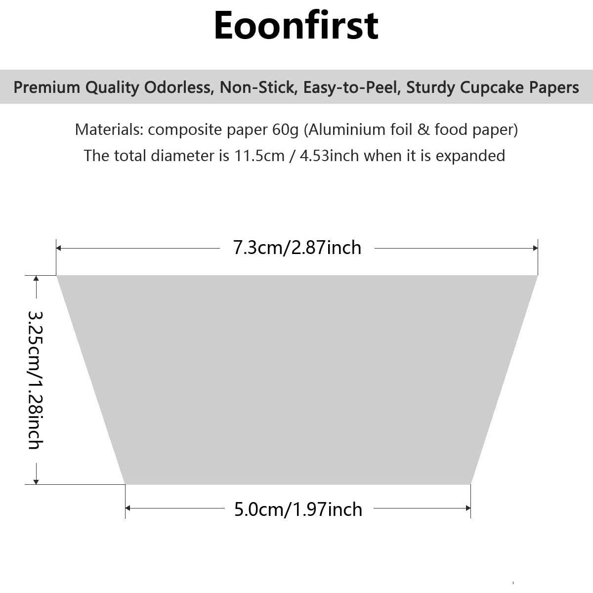 Funda de Papel para Cupcakes Eoonfirst 198 Pcs Foil Negro