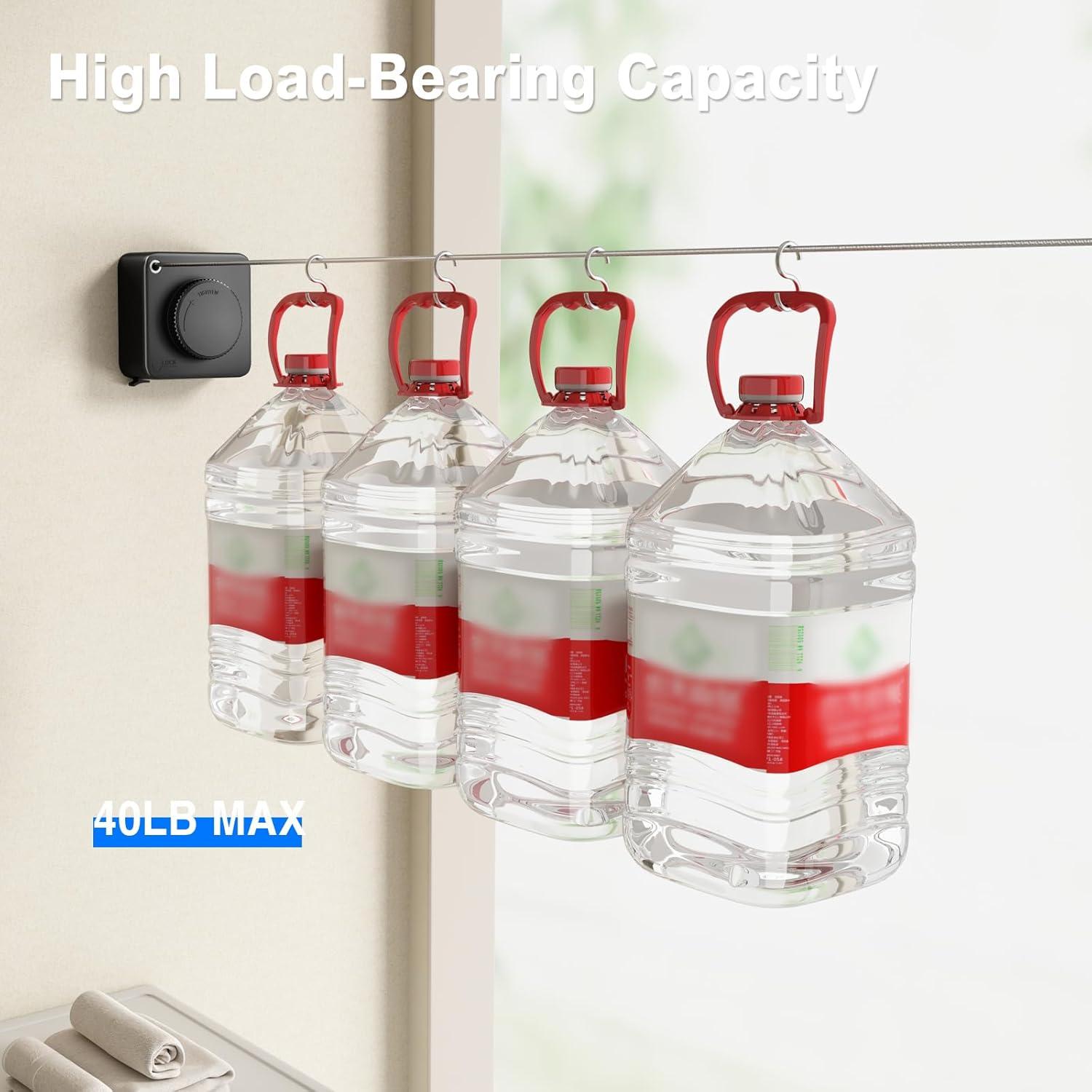 Cuerda de Ropa Retráctil Mustorn 4.6m Acero Inoxidable Negro