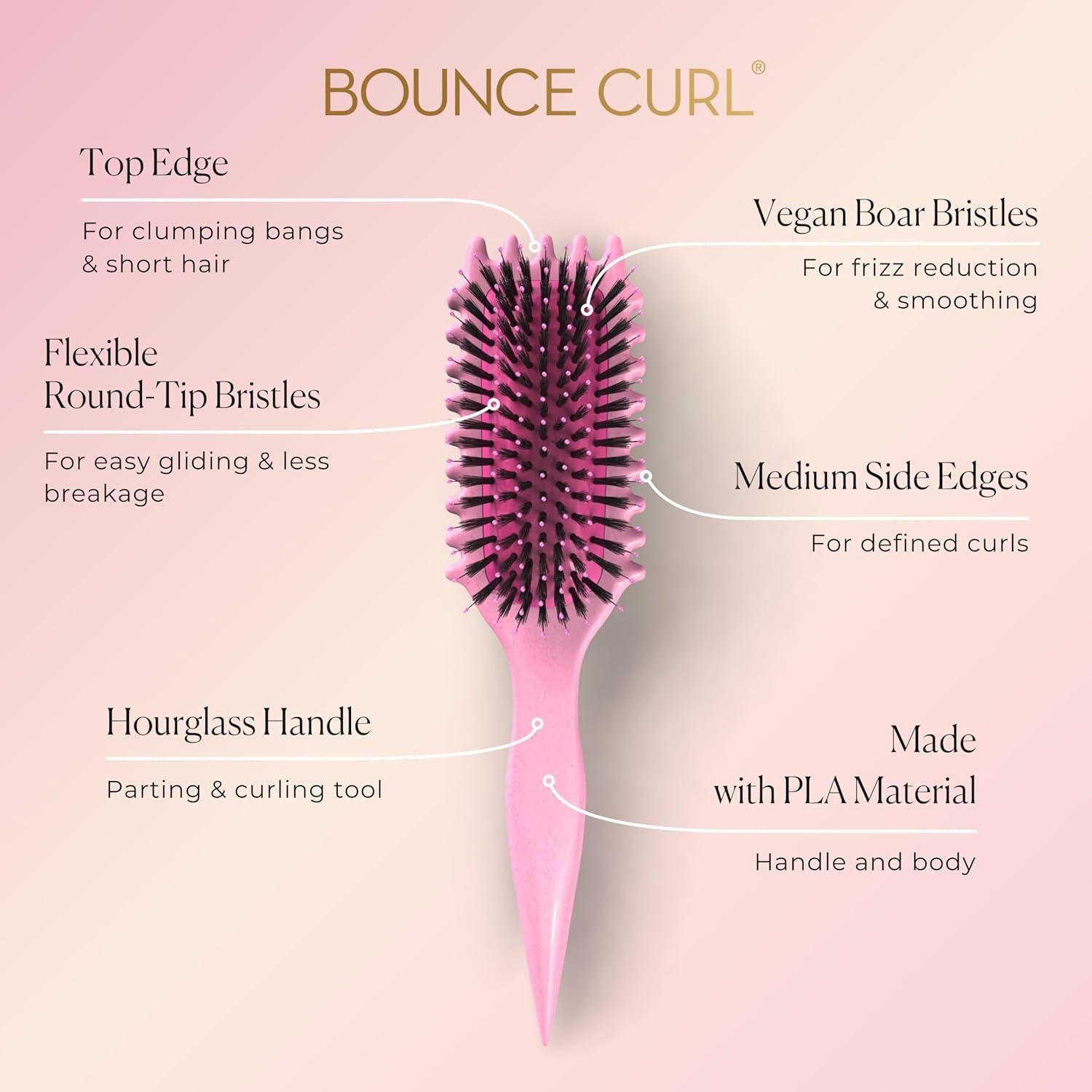Cepillo Bounce Curl Define EdgeLift 5-en-1 para rizos - Rosa