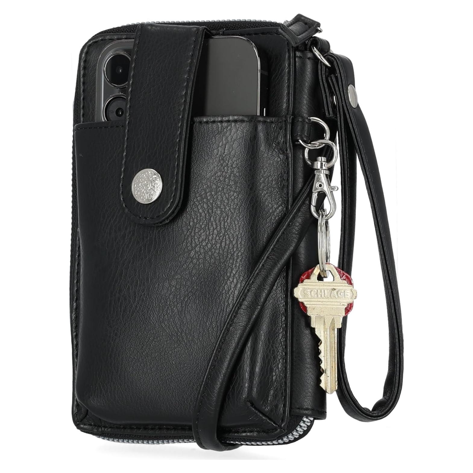 Billetera Cruzada Mundi Jacqui RFID para Mujeres - Cuero Vegano Negro