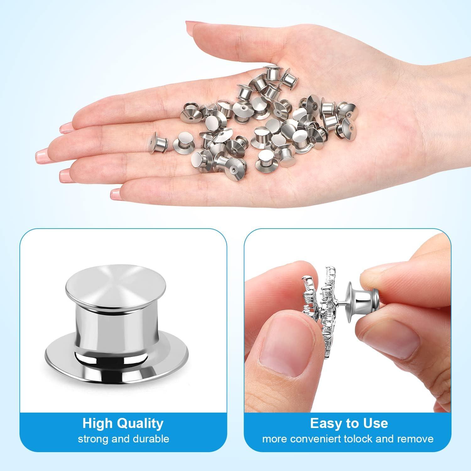 20 Sujetadores de Pin de Bloqueo NANMOTUE Metal Plata