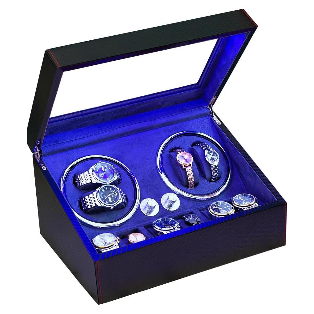 Winder de Reloj Automático J&T 4 Relojes + 6 Almacenamientos LED