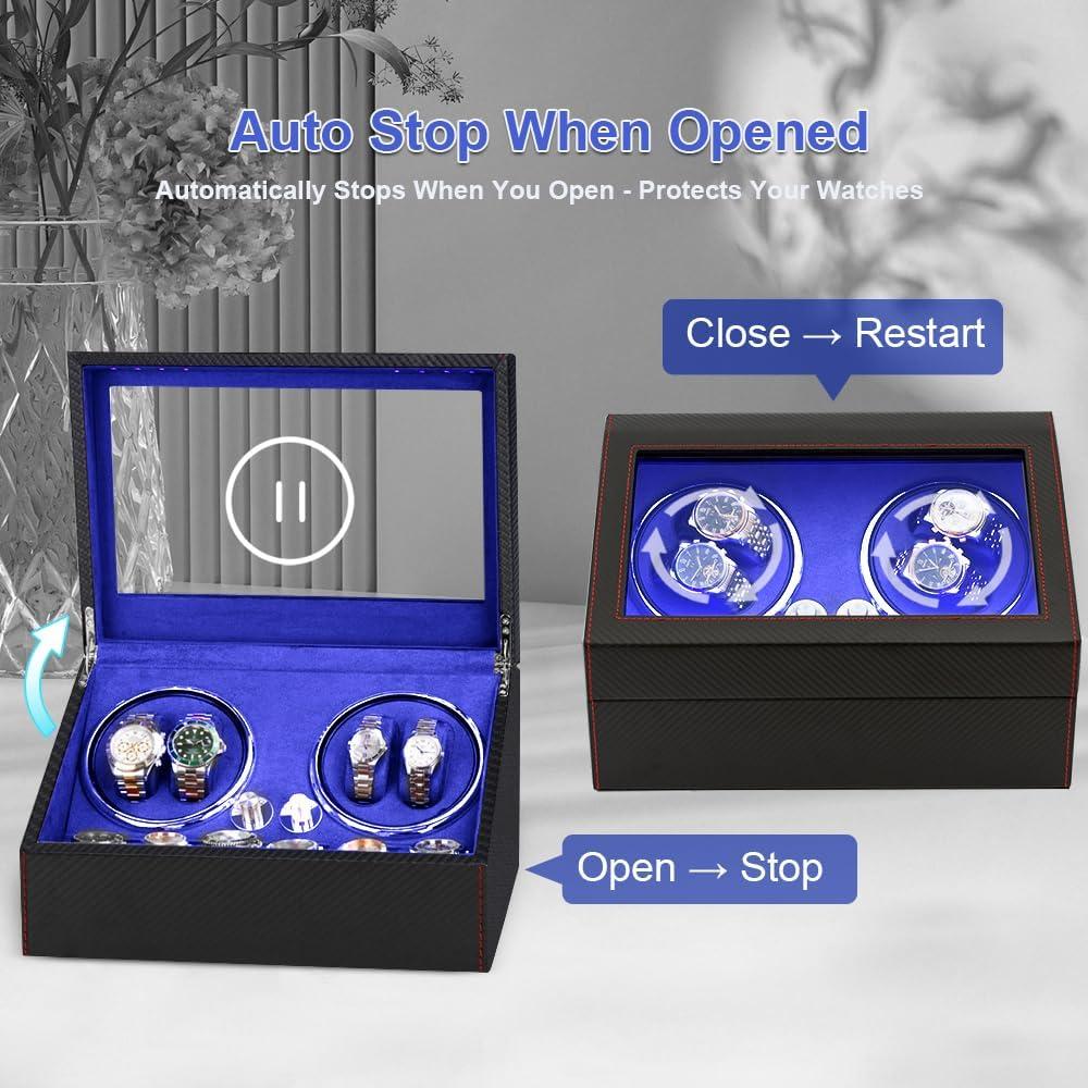 Winder de Reloj Automático J&T 4 Relojes + 6 Almacenamientos LED