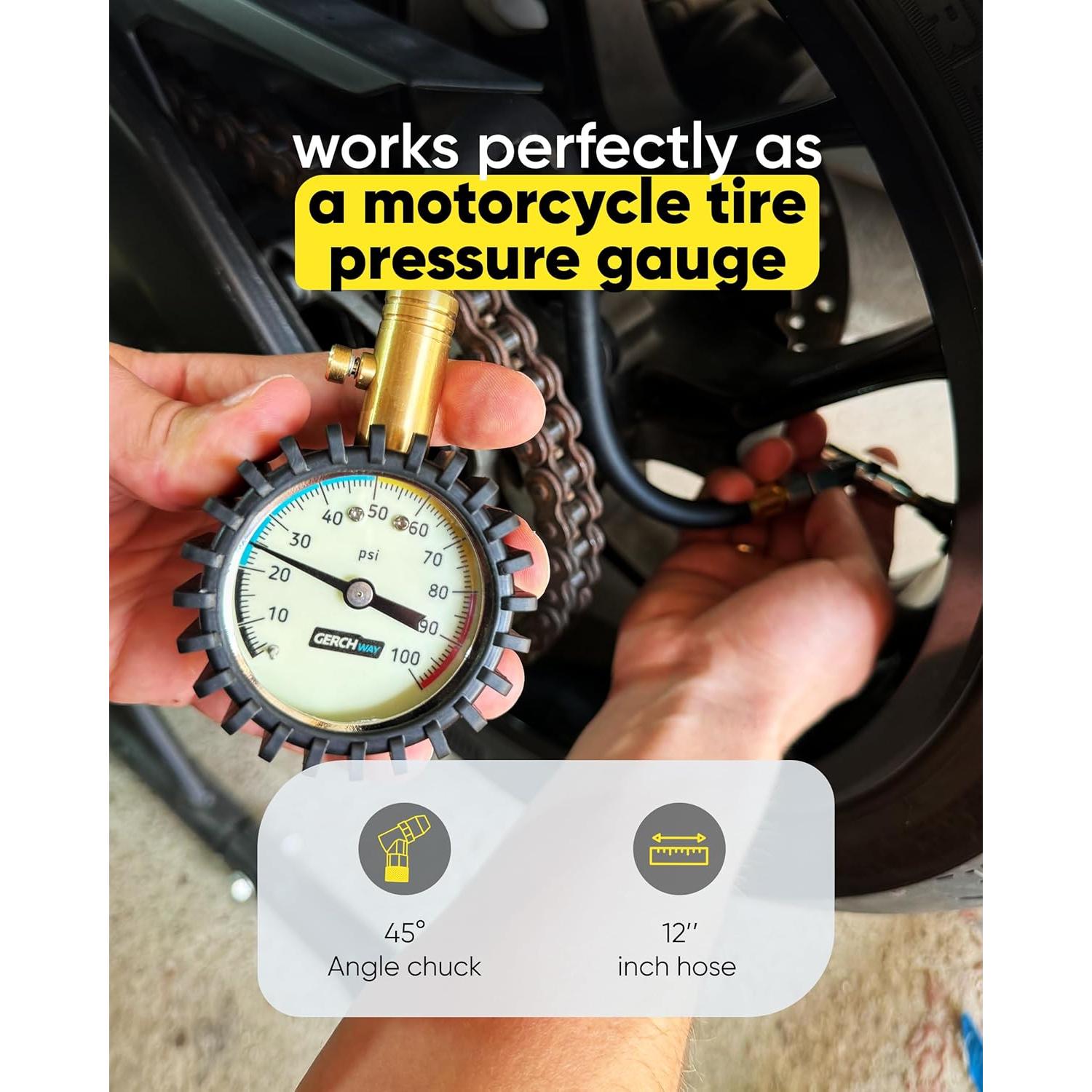 Manómetro de Presión de Neumáticos Gerchway 100 PSI - Preciso